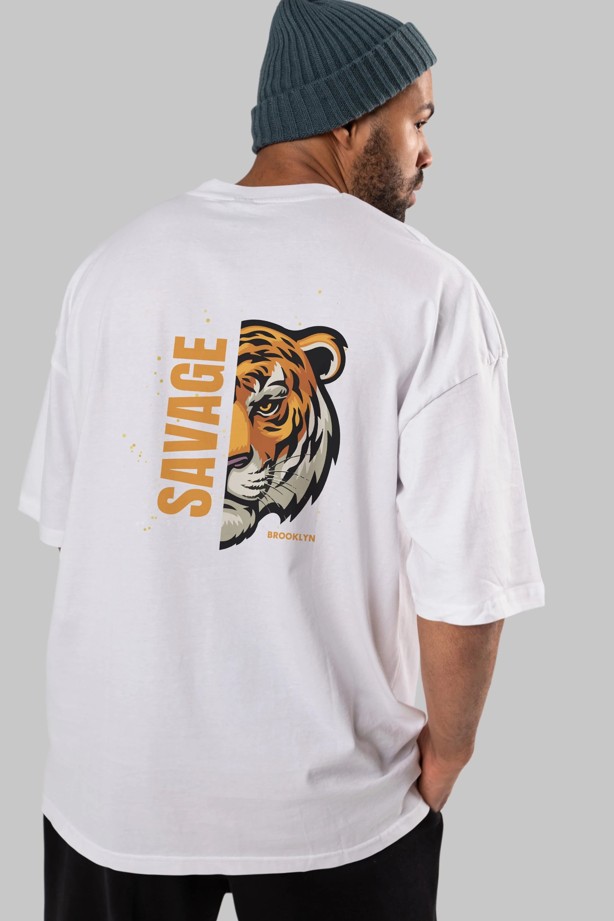 Savage Brooklyn Yazılı Arka Baskılı Oversize t-shirt Erkek Kadın Unisex