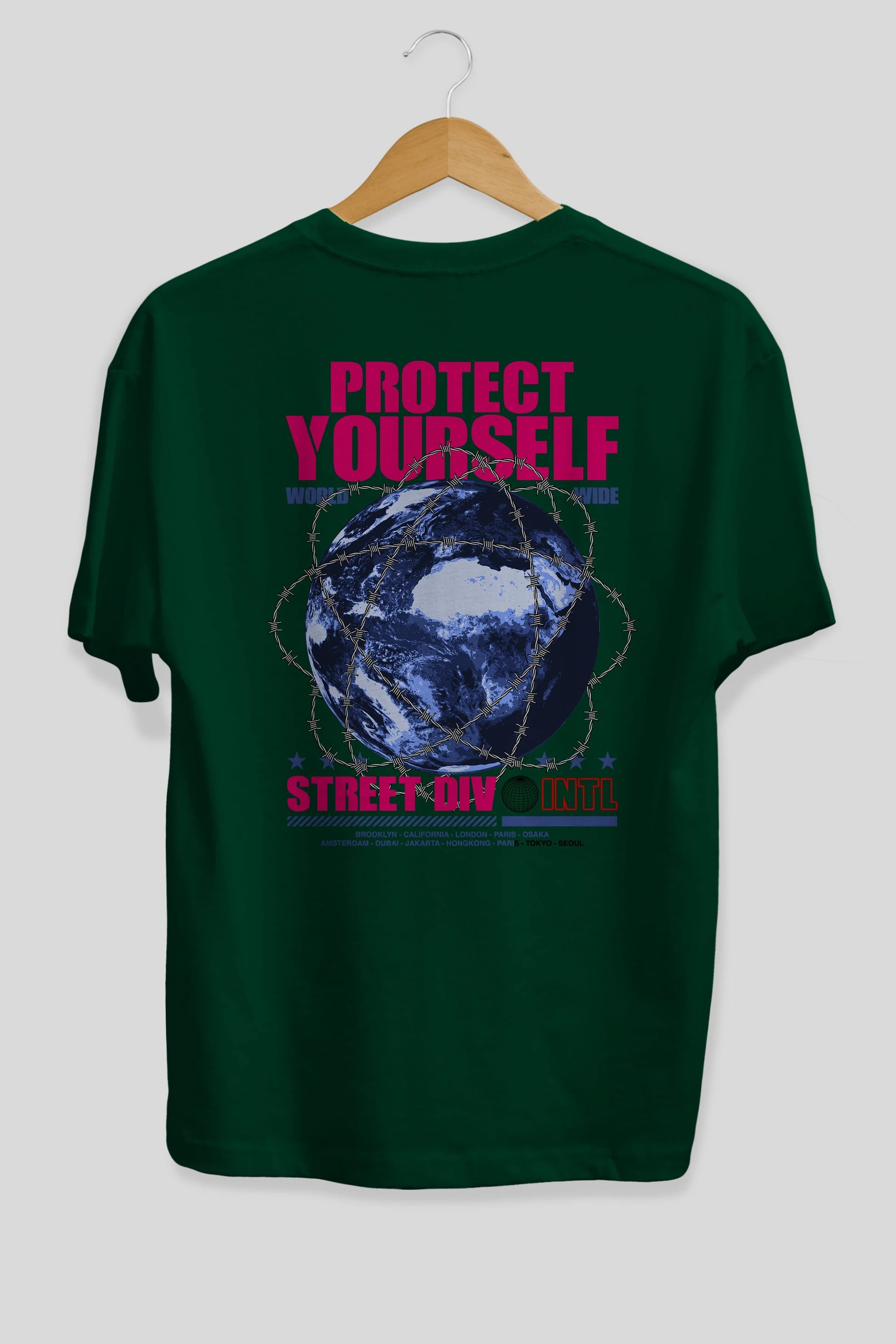 Protect Yourself Arka Baskılı Oversize t-shirt Erkek Kadın Unisex