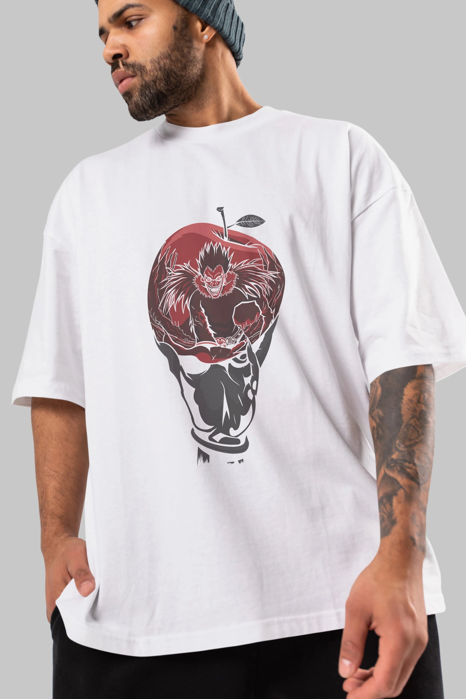 DEATH NOTE -RYUK Anime Ön Baskılı Oversize t-shirt %100 pamuk Erkek Kadın Unisex