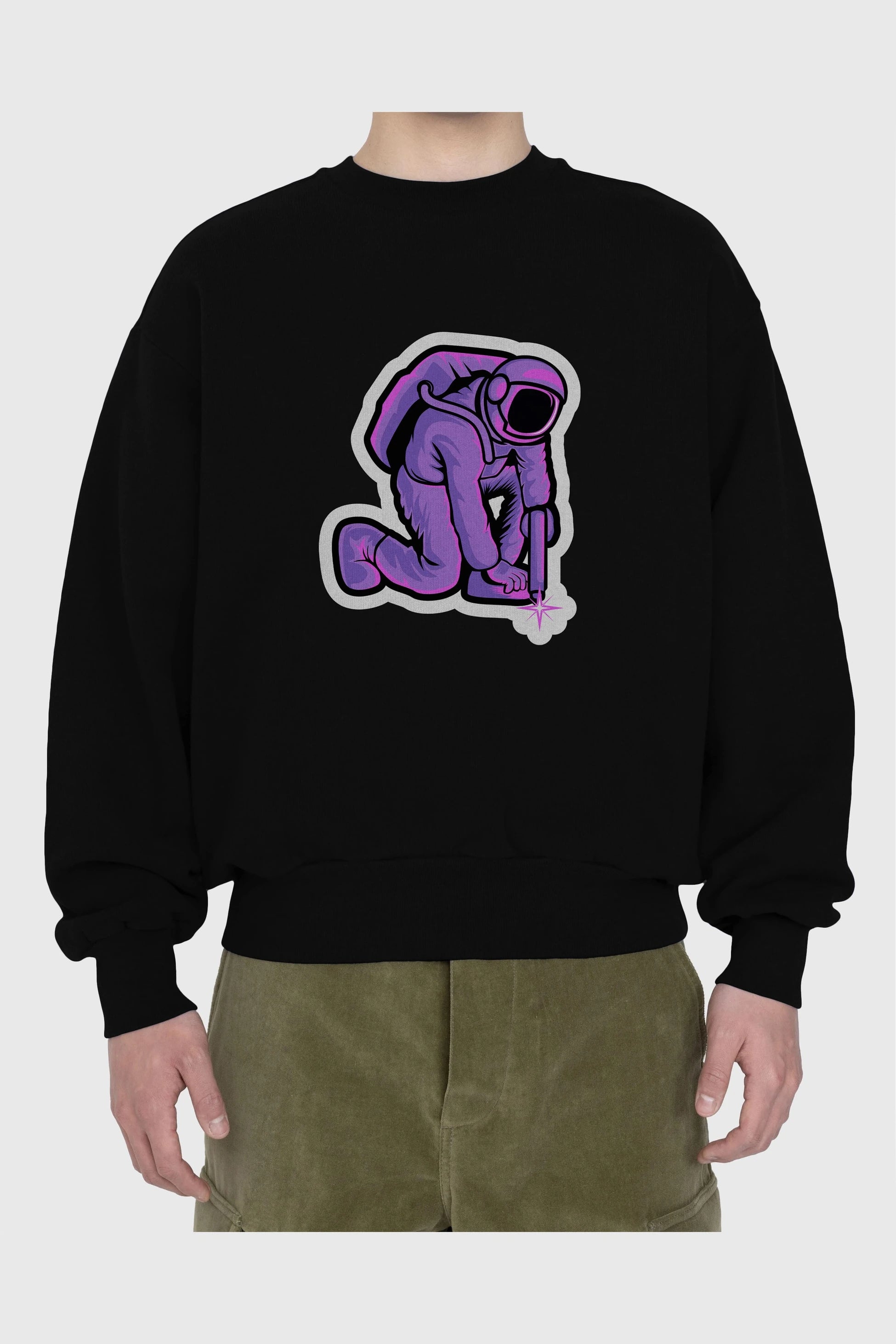 Welding in Space Sticker Ön Baskılı Oversize Sweatshirt Erkek Kadın Unisex