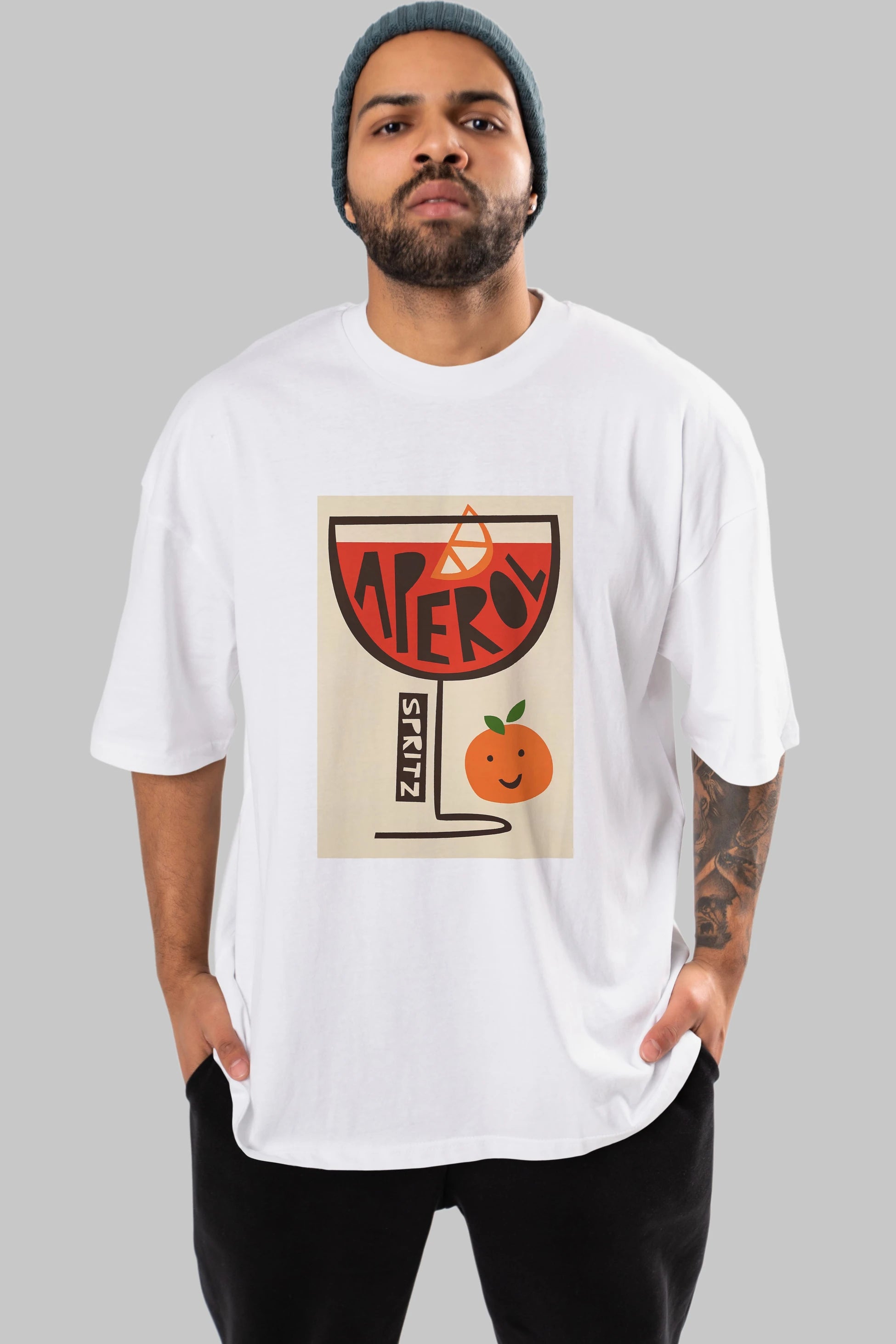 Aperol Spritz 9 Ön Baskılı Oversize t-shirt Erkek Kadın Unisex %100 Pamuk Bisiklet Yaka tişort