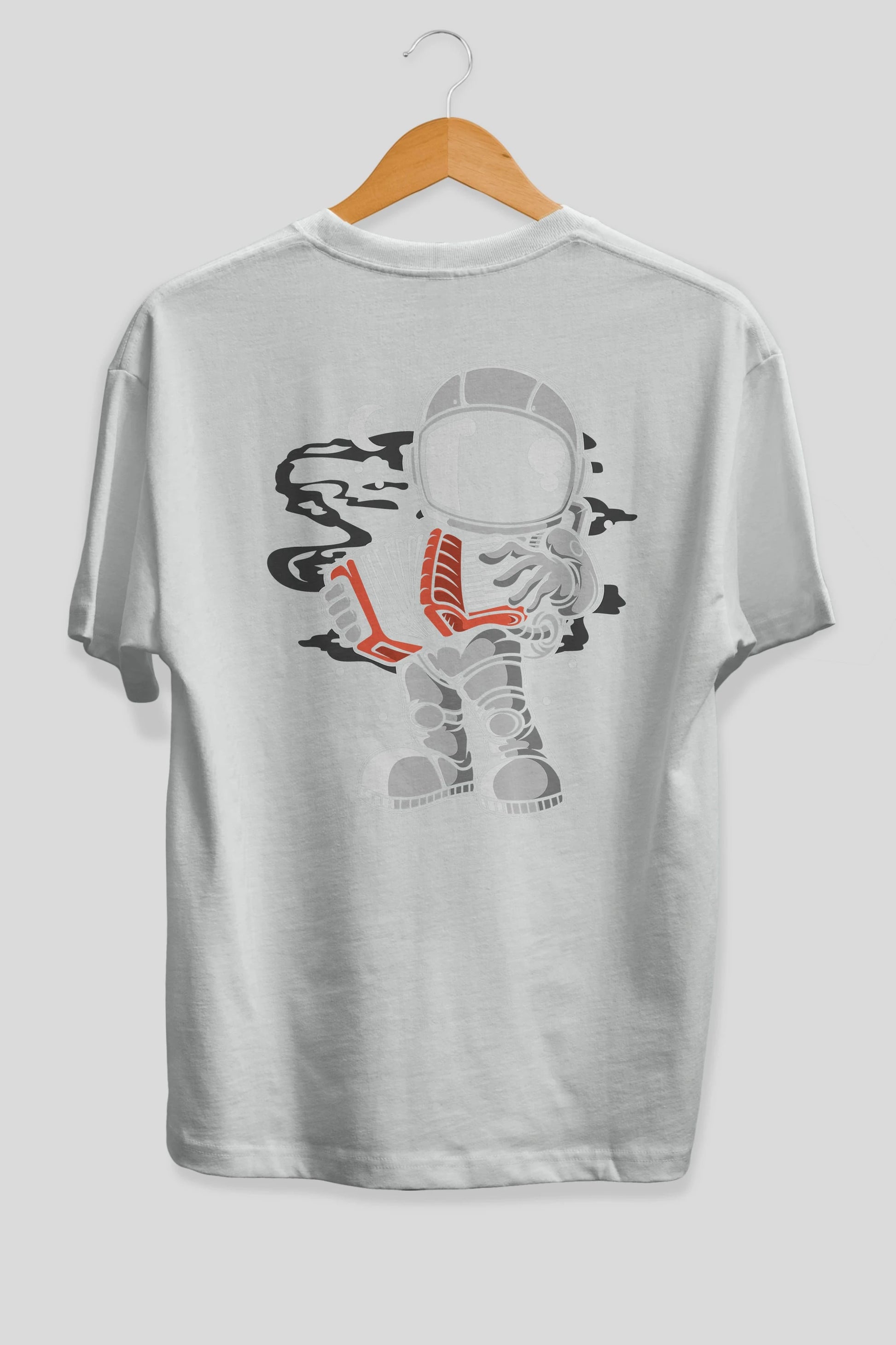 Astronaut Accordion Arka Baskılı Oversize t-shirt Erkek Kadın Unisex
