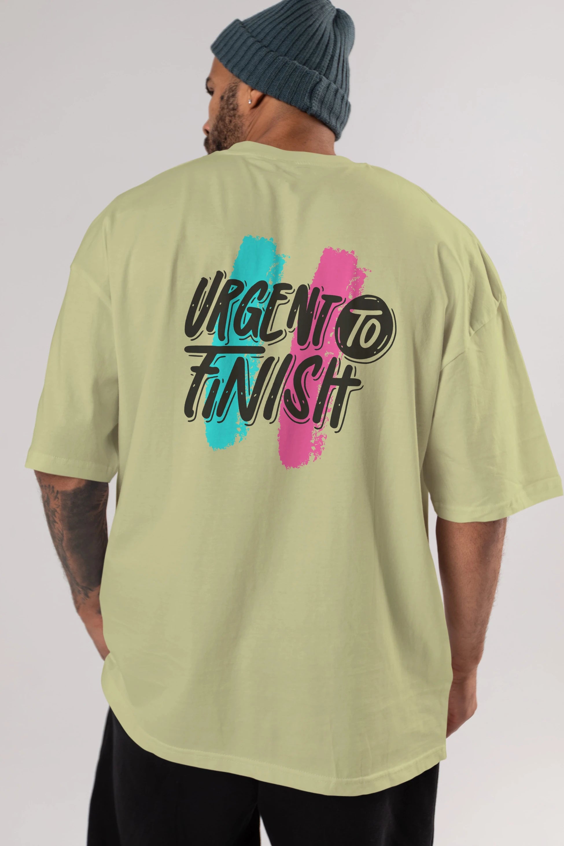Urgent To Finish Arka Baskılı Oversize t-shirt Erkek Kadın Unisex