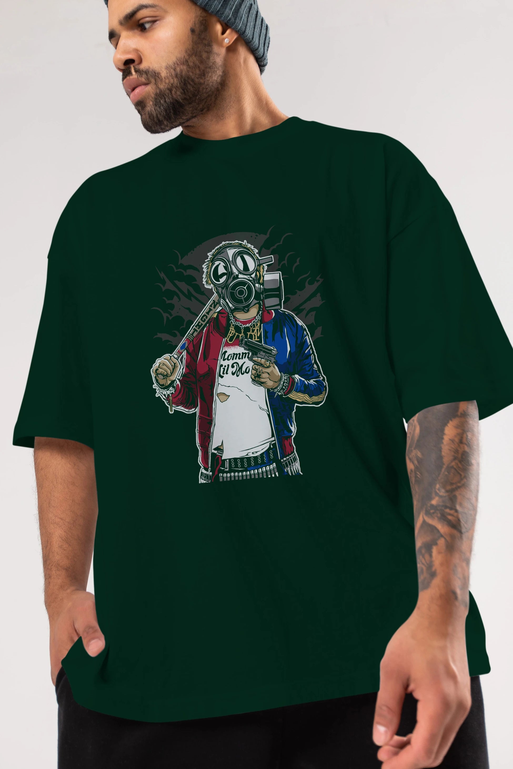 Suicide Gasmask Ön Baskılı Oversize t-shirt Erkek Kadın Unisex %100 Pamuk tişort