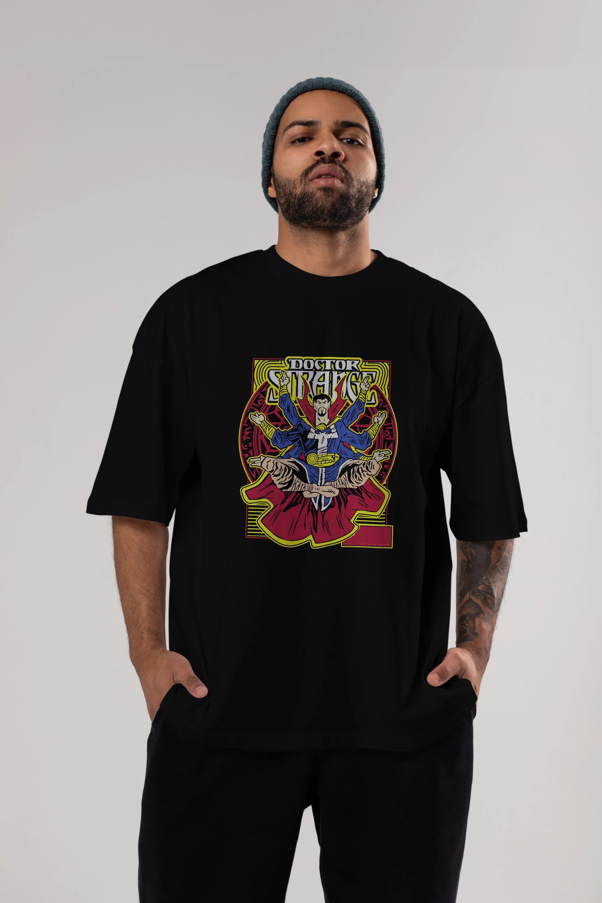 Doctor Strange (1) Ön Baskılı Oversize t-shirt Erkek Kadın Unisex %100 Pamuk Bisiklet Yaka tişort