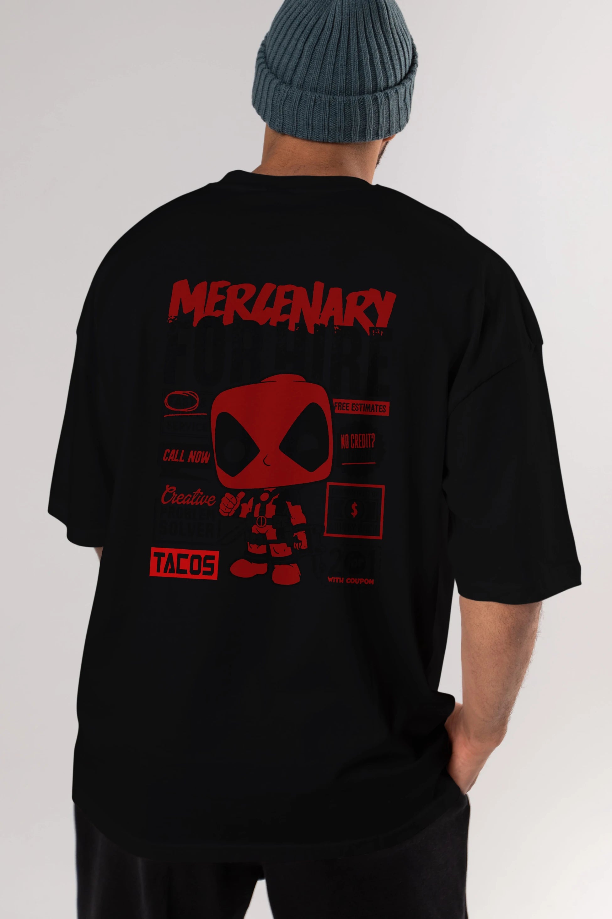 Deadpool (18) Arka Baskılı Oversize t-shirt Erkek Kadın Unisex %100 Pamuk Bisiklet Yaka tişort