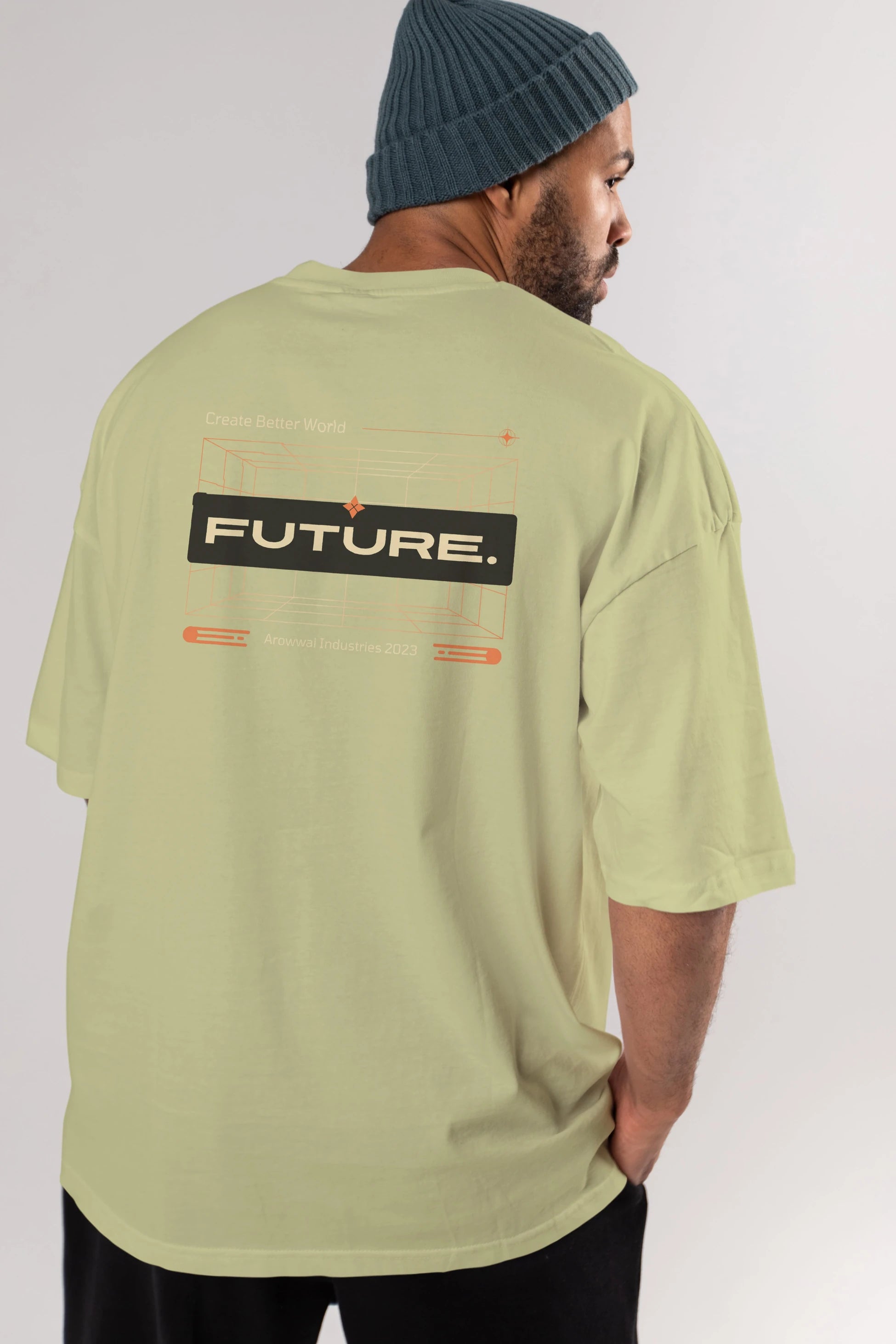 Future Arka Baskılı Oversize t-shirt Erkek Kadın Unisex