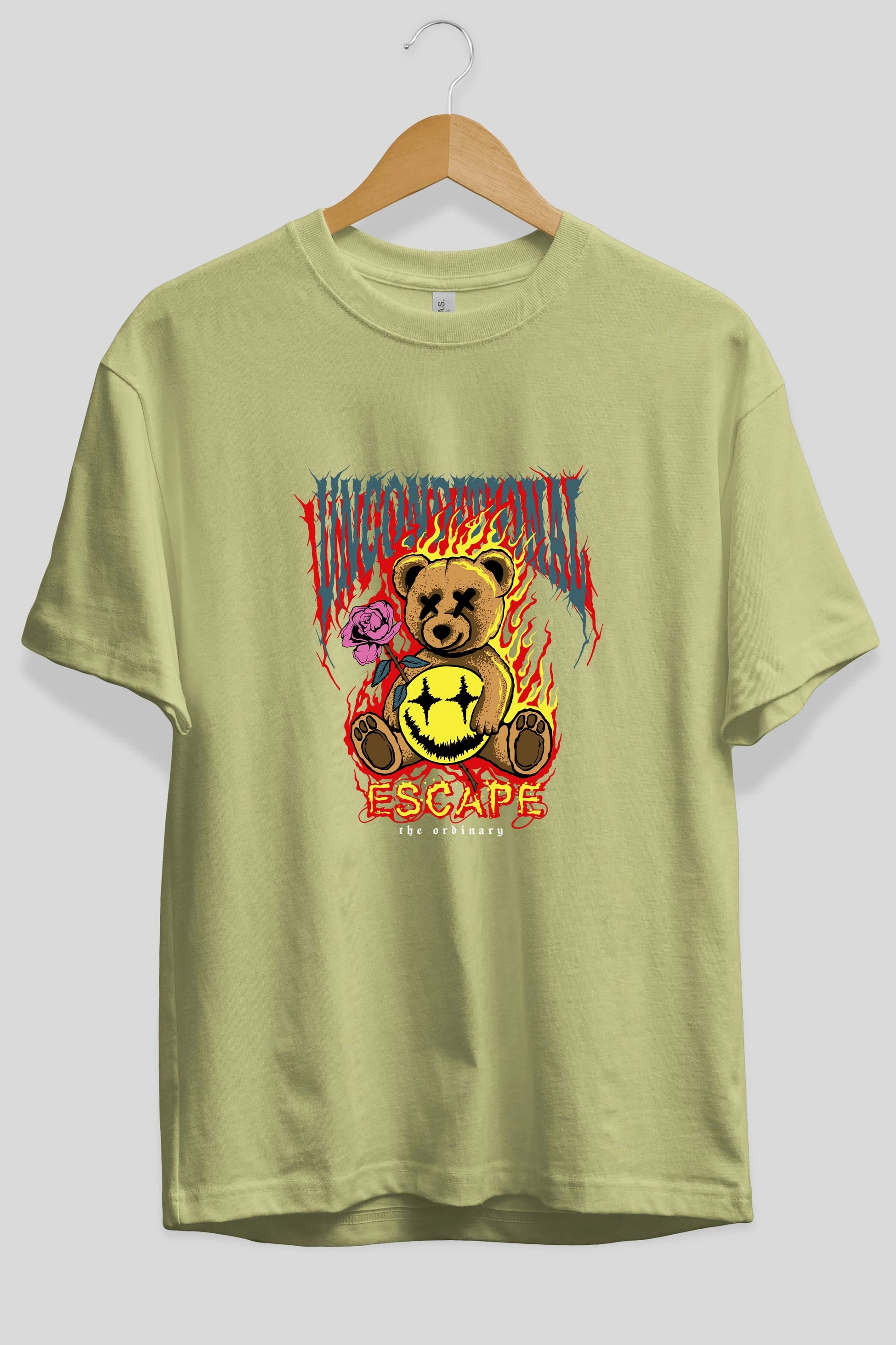 Escape Bear Ön Baskılı Oversize t-shirt Erkek Kadın Unisex