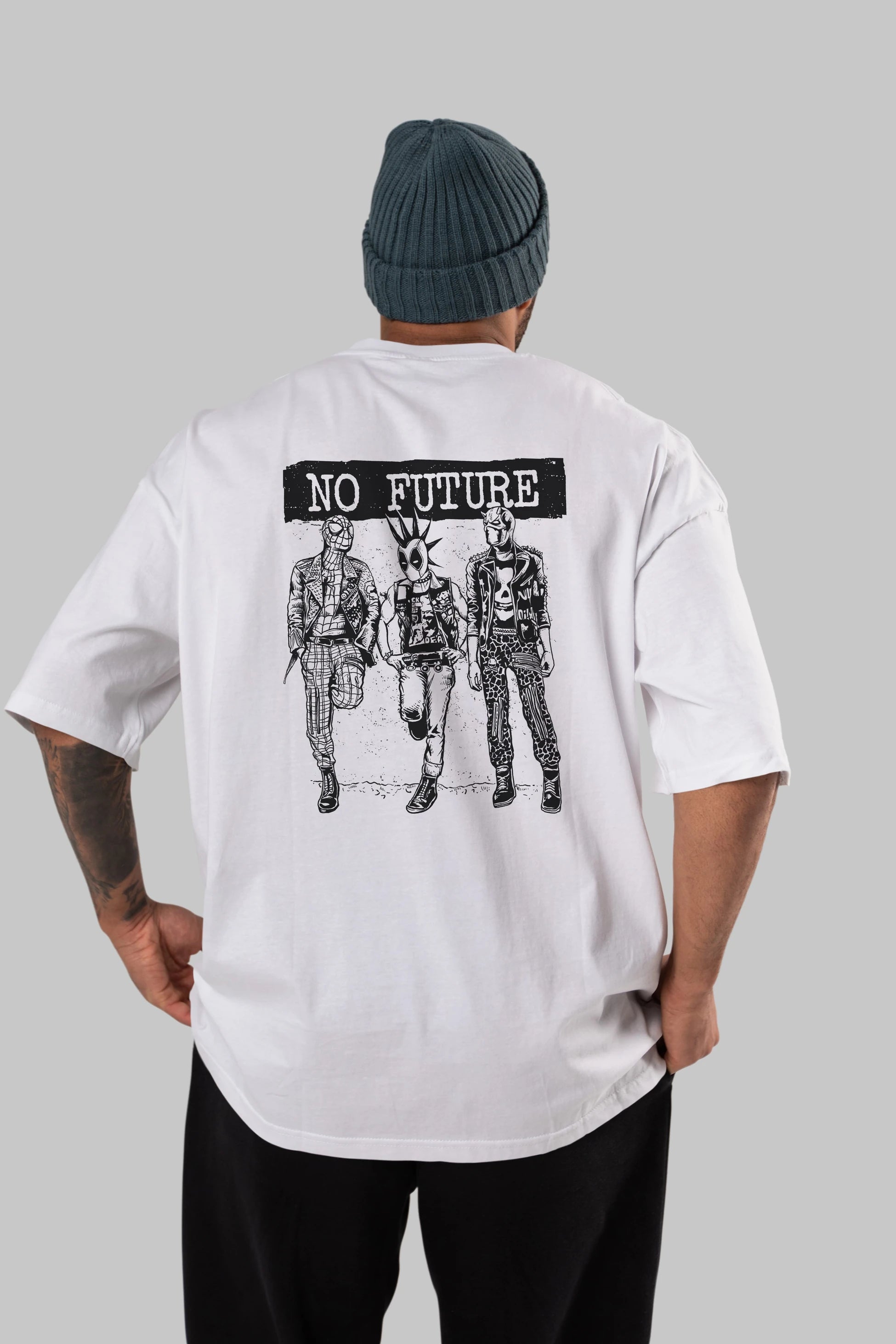 No Future Arka Baskılı Oversize t-shirt Erkek Kadın Unisex %100 Pamuk