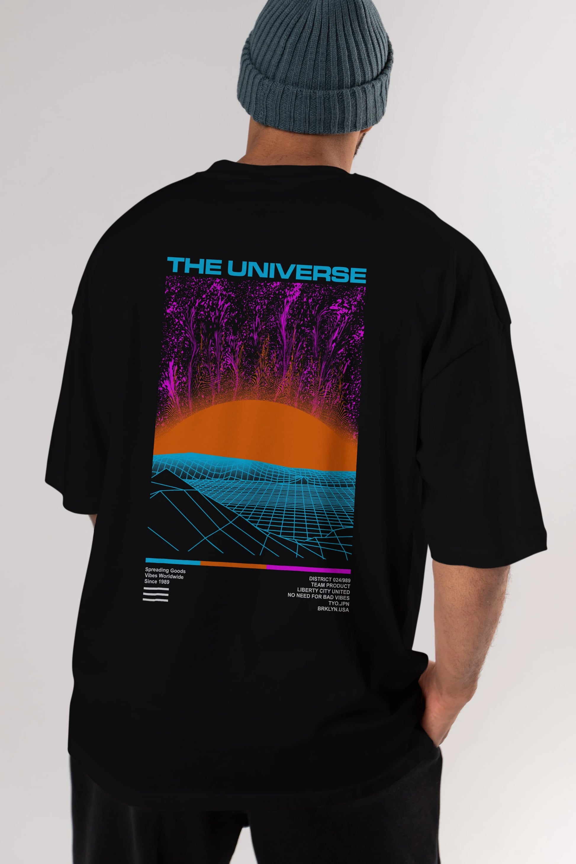 The Universe Arka Baskılı Oversize t-shirt Erkek Kadın Unisex
