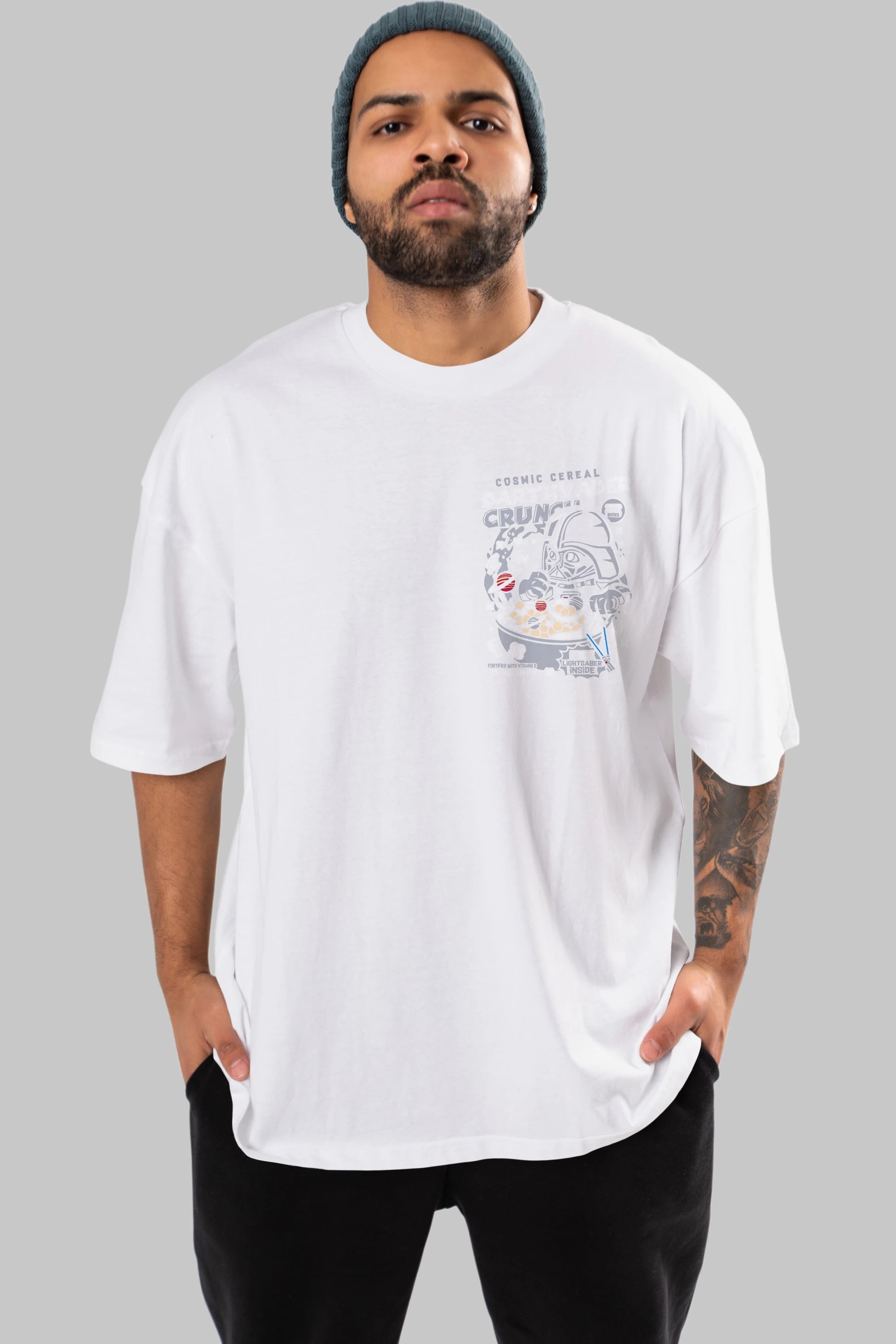 Darth Vader (2) Ön Sol Baskılı Oversize t-shirt Erkek Kadın Unisex %100 Pamuk Bisiklet Yaka tişort