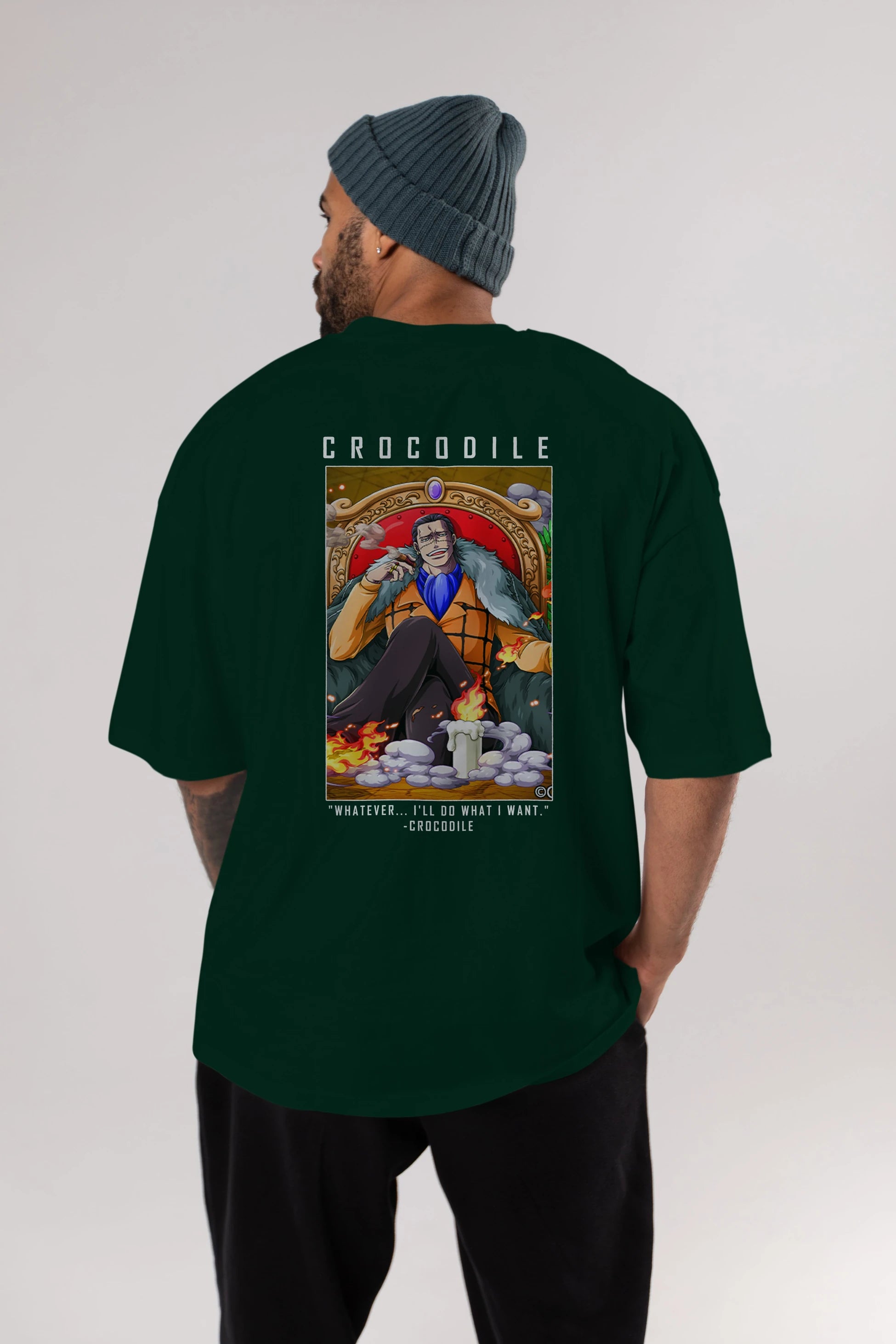 Crocodile Anime Arka Baskılı Oversize t-shirt Erkek Kadın Unisex %100 pamuk tişort