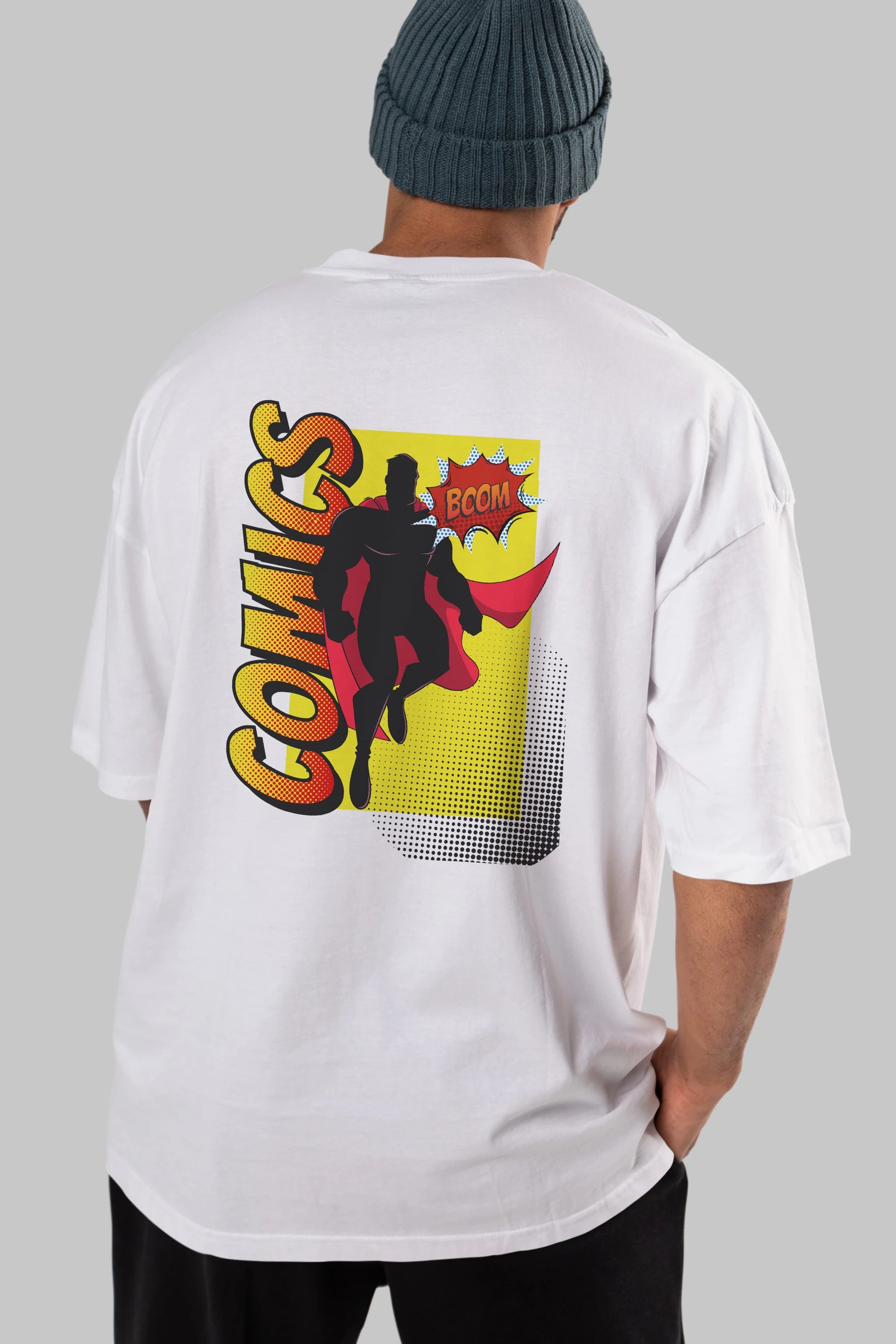 Comics Boom Arka Baskılı Oversize t-shirt Erkek Kadın Unisex