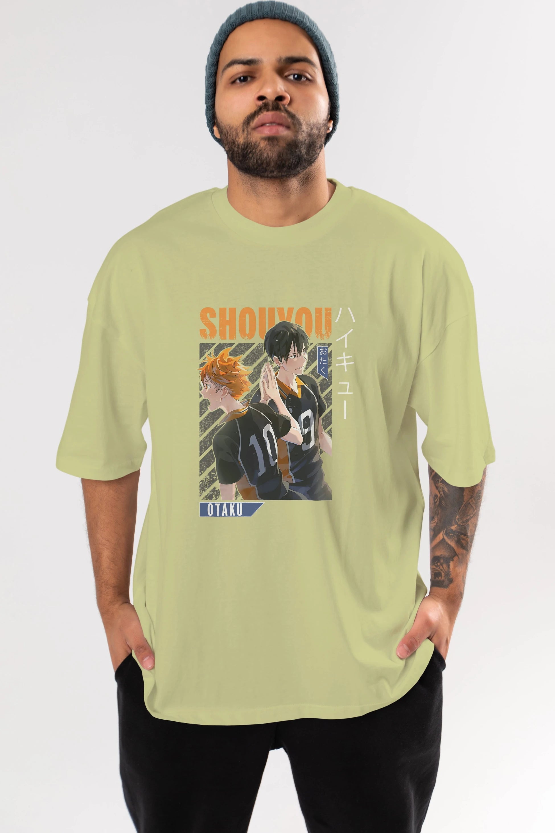 Shouyou Hinata 12 Anime Ön Baskılı Oversize t-shirt %100 pamuk Erkek Kadın Unisex