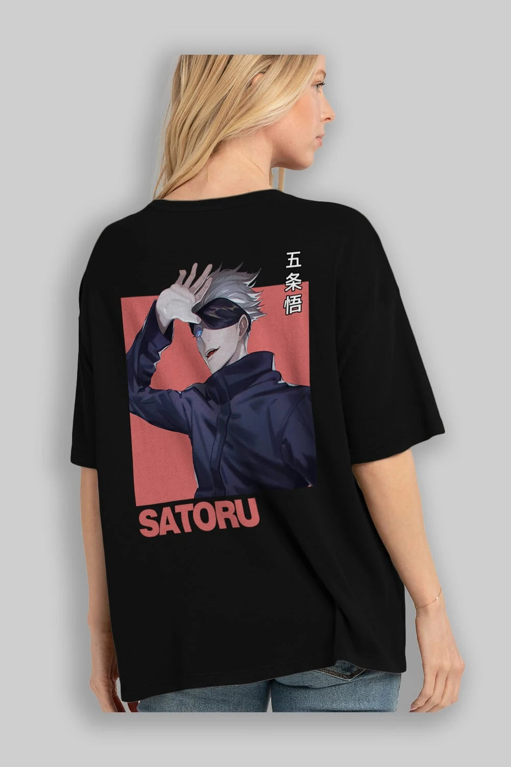 SATORU GOJO 2 Anime Arka Baskılı Oversize t-shirt Erkek Kadın Unisex