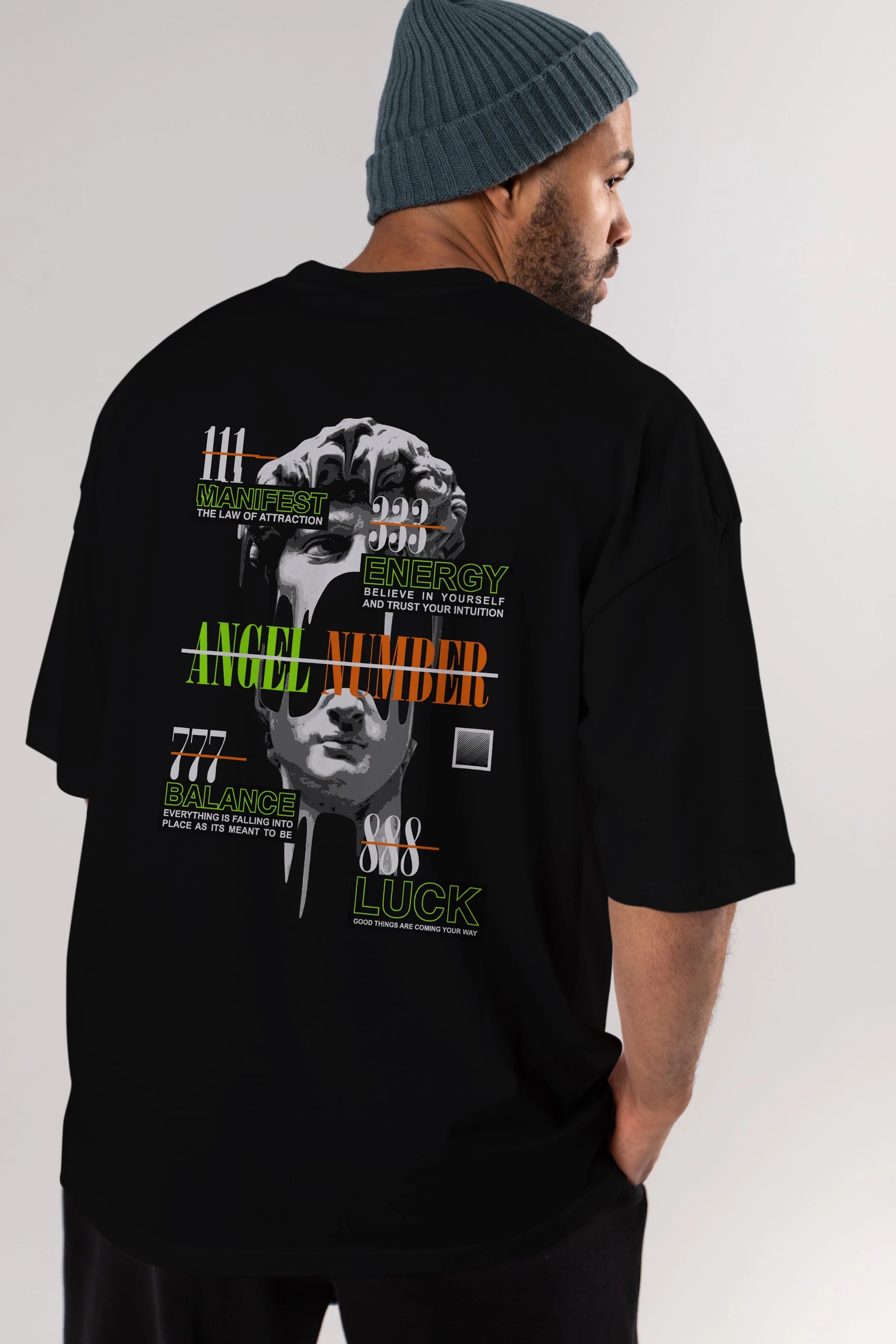Angel Number Arka Baskılı Oversize t-shirt Erkek Kadın Unisex