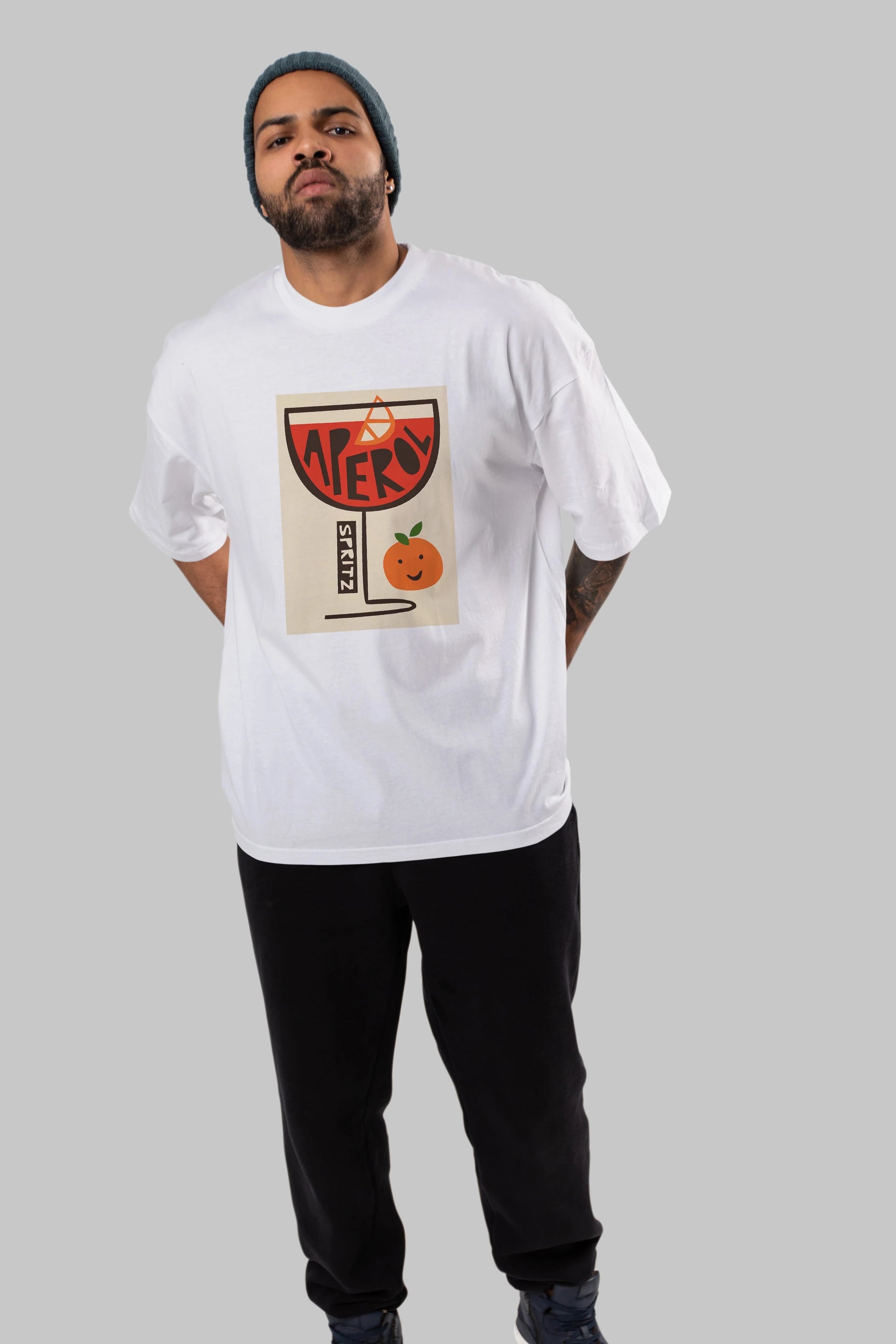 Aperol Spritz 9 Ön Baskılı Oversize t-shirt Erkek Kadın Unisex %100 Pamuk Bisiklet Yaka tişort