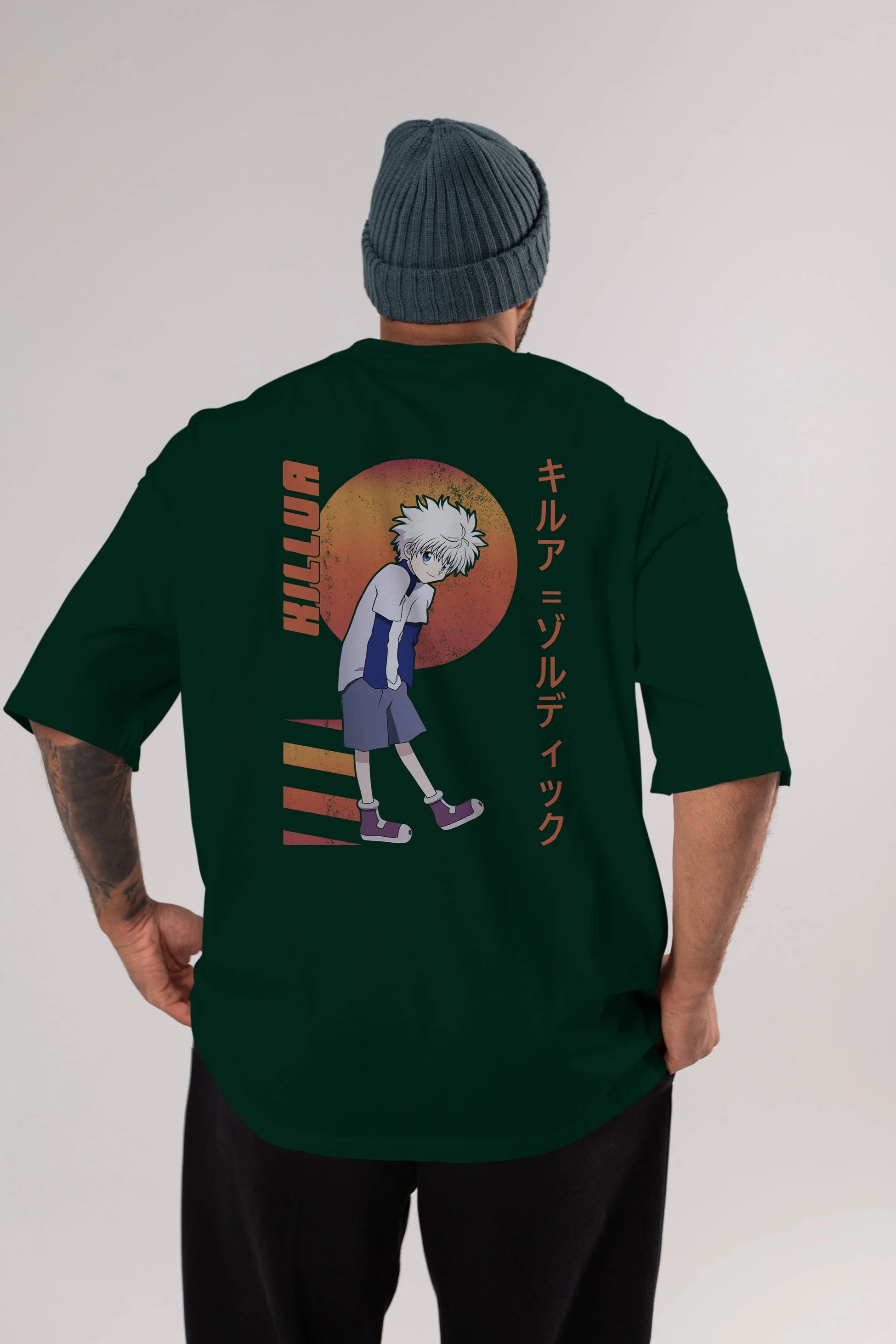 Killua Zoldyck 5 2 Anime Arka Baskılı Oversize t-shirt Erkek Kadın Unisex