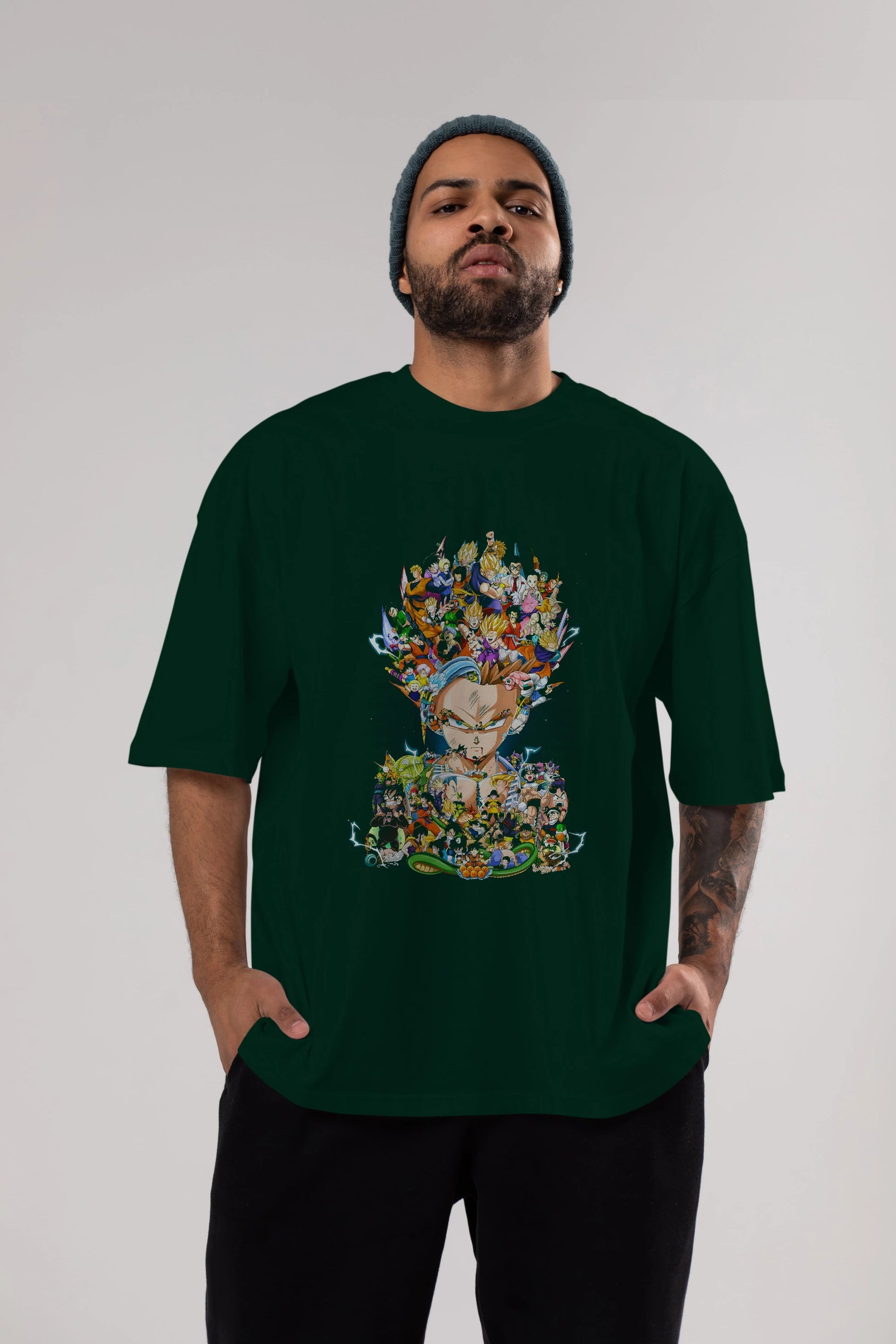 DRAGON BALL ART (2) Anime Ön Baskılı Oversize t-shirt %100 pamuk Erkek Kadın Unisex