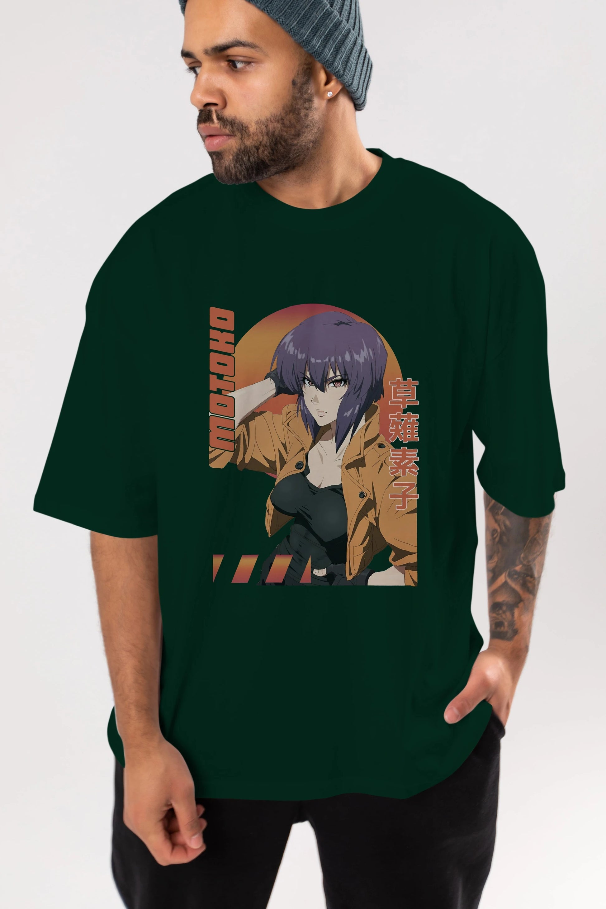 Motoko Kusanagi 9 Anime Ön Baskılı Oversize t-shirt %100 pamuk Erkek Kadın Unisex