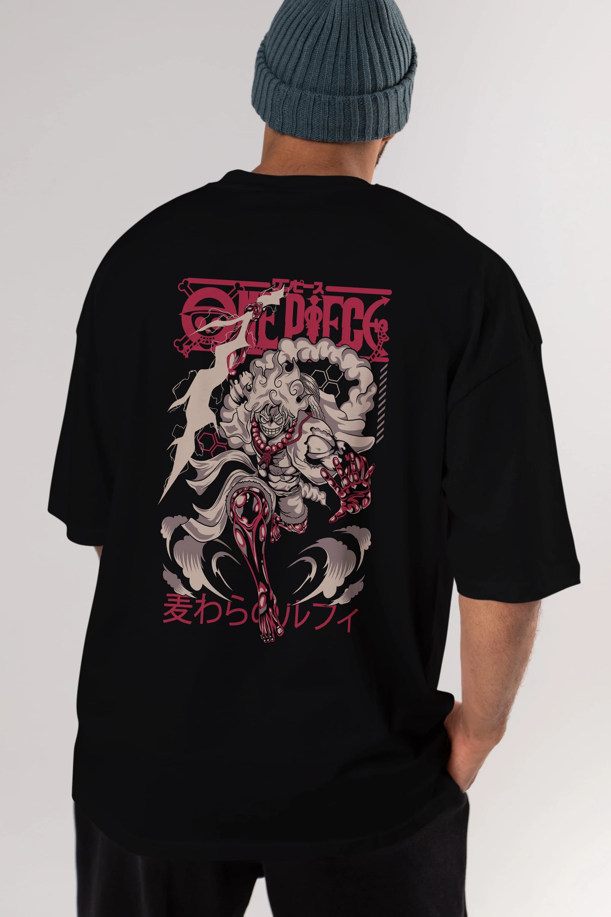 MONKEY D. LUFF-ONE PIECE 1 Anime Arka Baskılı Oversize t-shirt Erkek Kadın Unisex