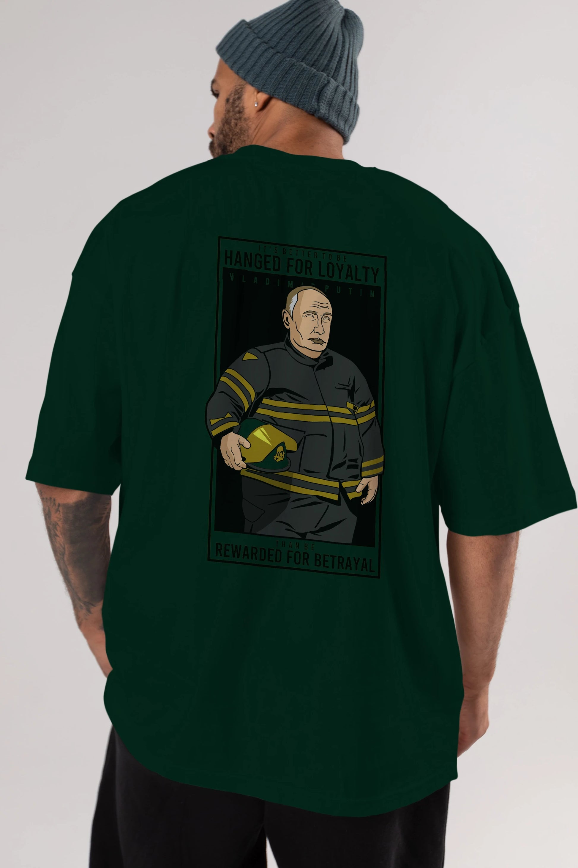 Putin Fireman Arka Baskılı Oversize t-shirt Erkek Kadın Unisex %100 Pamuk tişort