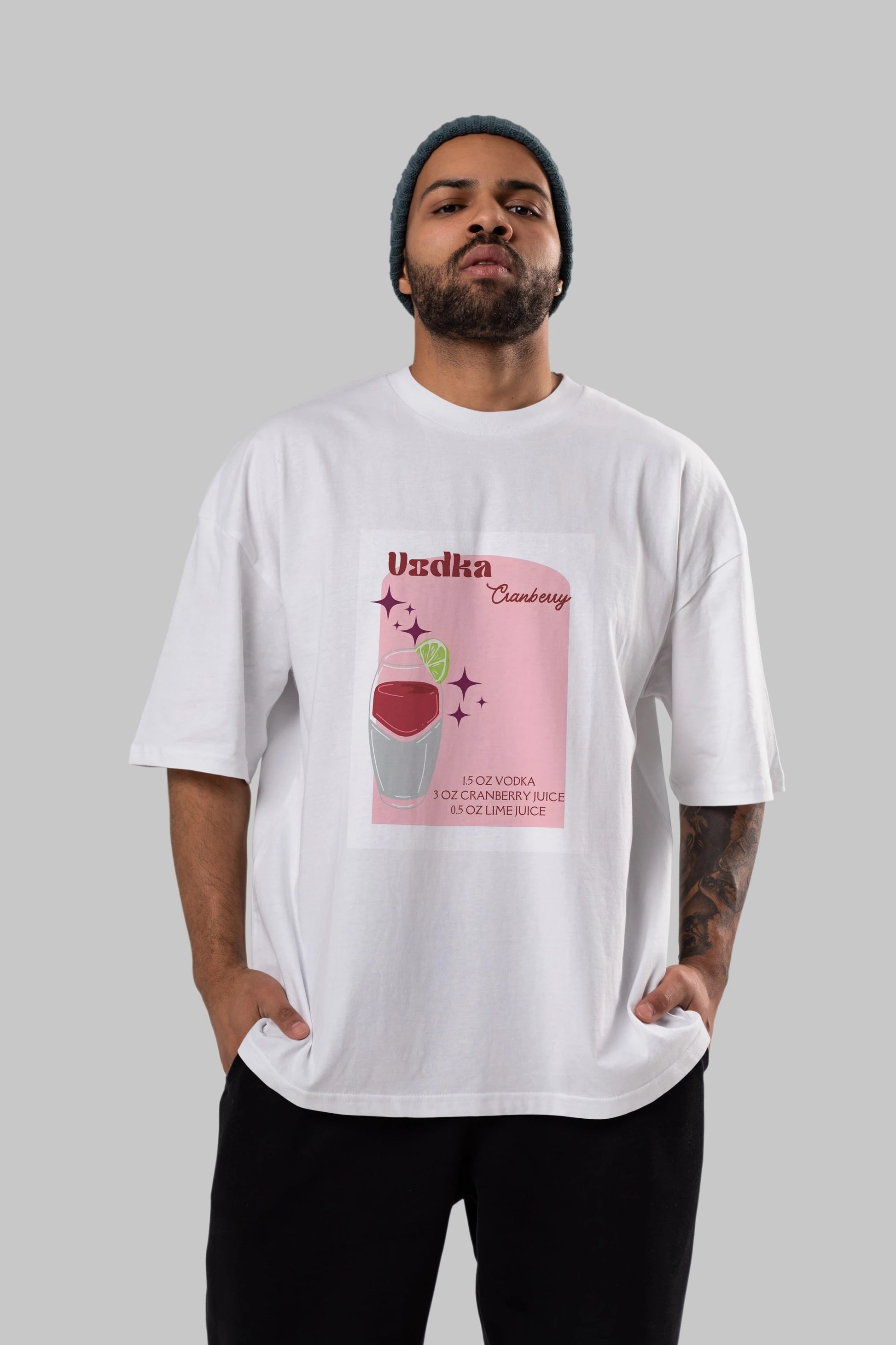 Vodka Cranberry 2 Ön Baskılı Oversize t-shirt Erkek Kadın Unisex %100 Pamuk Bisiklet Yaka tişort