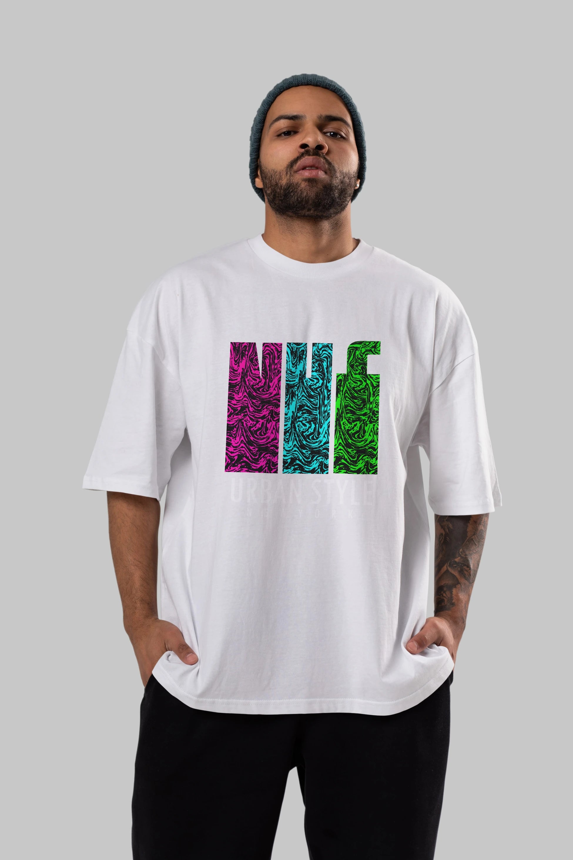 Urban Style Newyork Ön Baskılı Oversize t-shirt Erkek Kadın Unisex