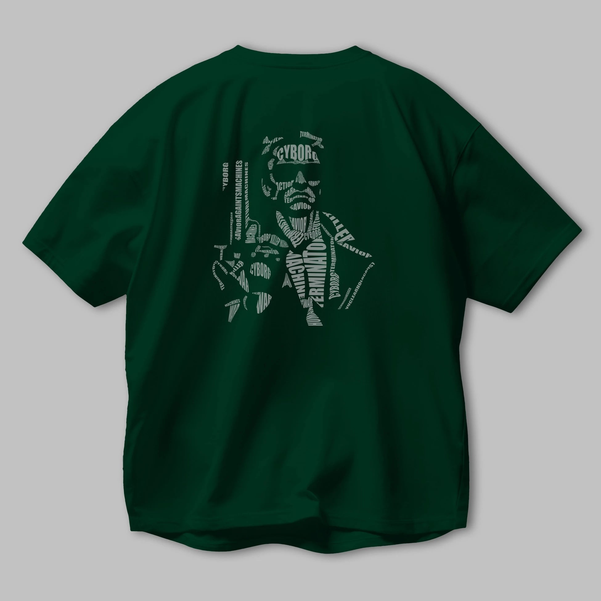 Terminator Calligram Arka Baskılı Oversize t-shirt %100 pamuk Erkek Kadın Unisex