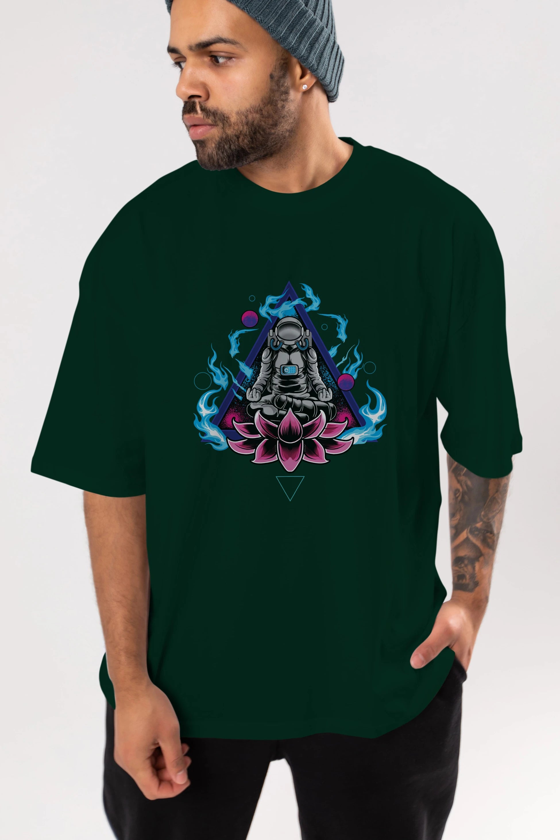 Astronaut Meditation (2) Ön Baskılı Oversize t-shirt Erkek Kadın Unisex