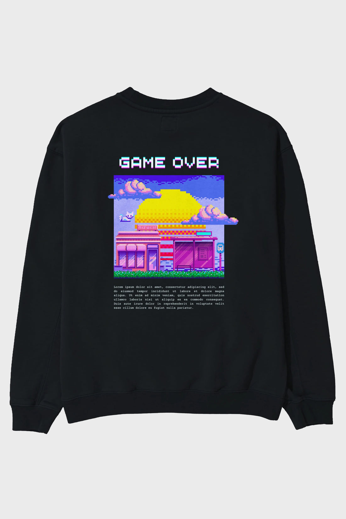 Game Over Yazılı Arka Baskılı Oversize Sweatshirt Erkek Kadın Unisex