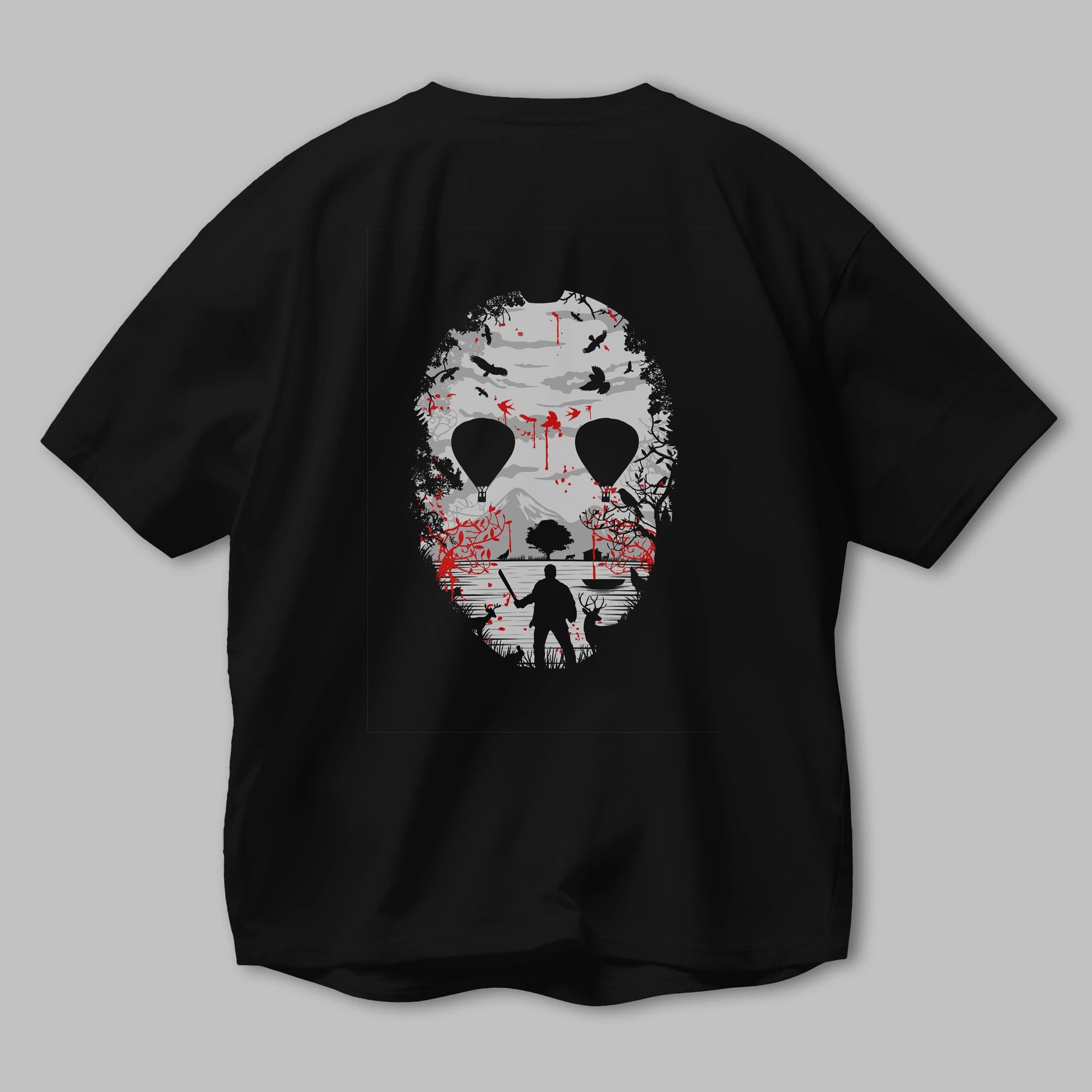 Crystal Lake Arka Baskılı Oversize t-shirt %100 pamuk Erkek Kadın Unisex