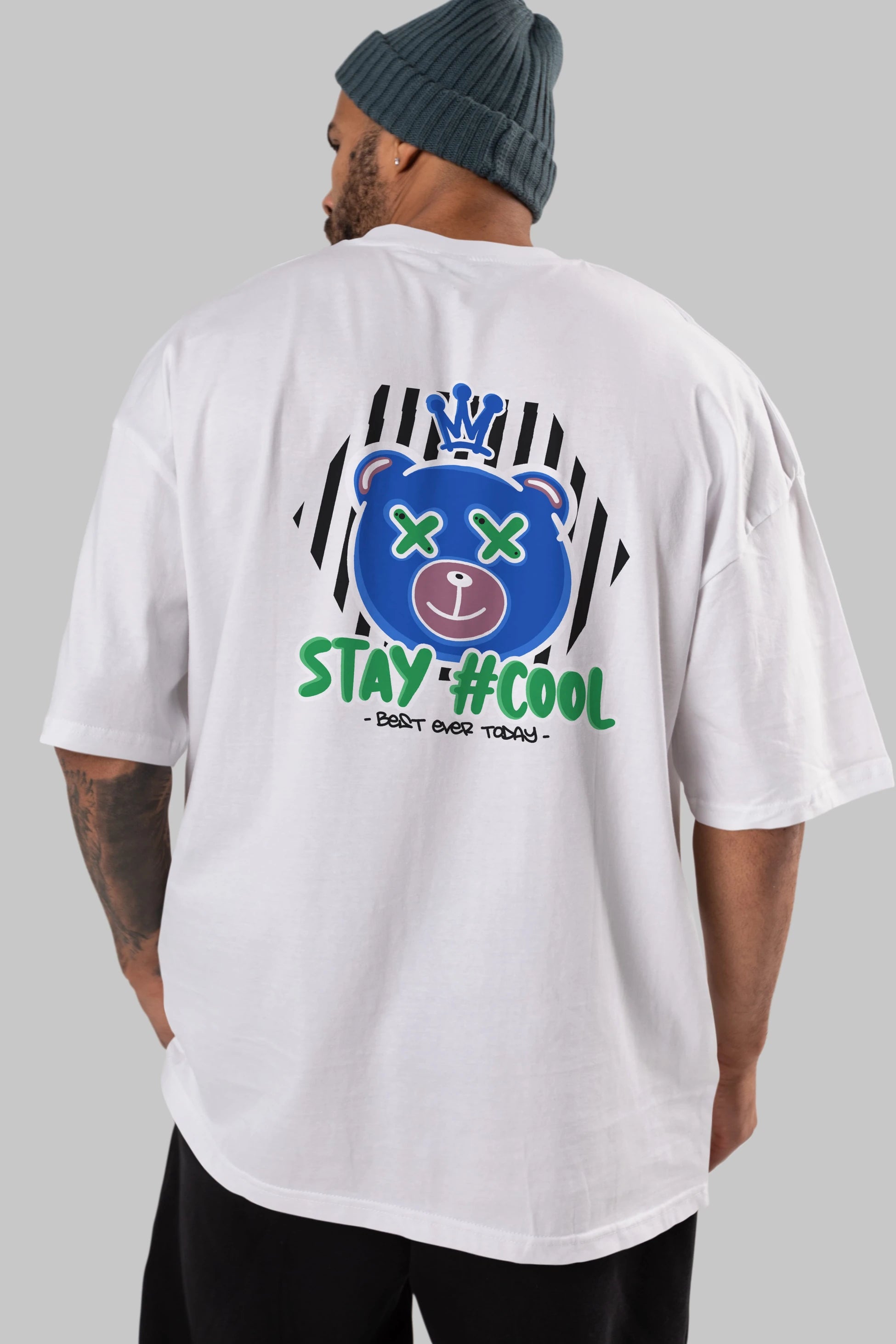 Stay Cool Bear Arka Baskılı Oversize t-shirt Erkek Kadın Unisex