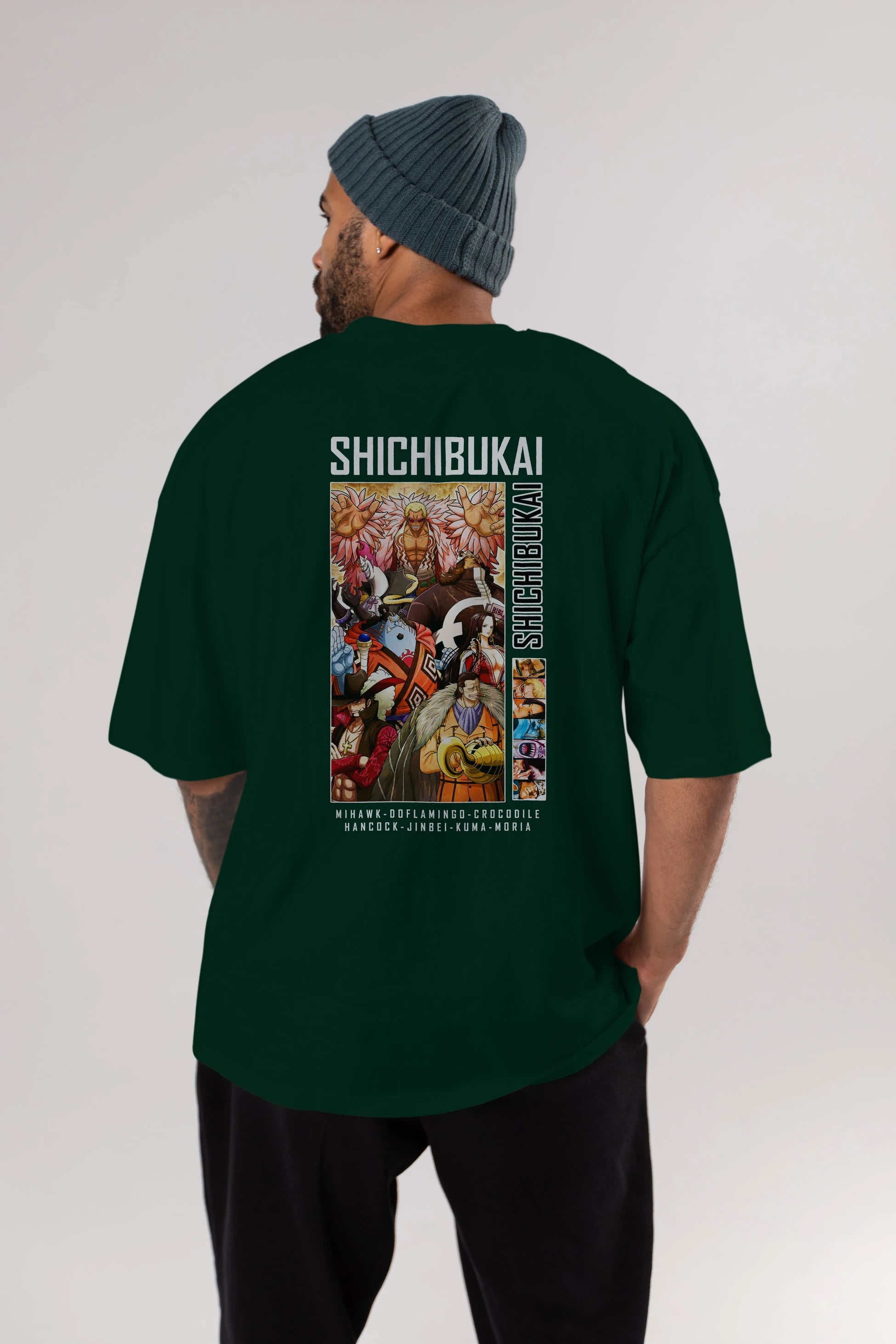 Shichibukai Anime Arka Baskılı Oversize t-shirt Erkek Kadın Unisex %100 pamuk tişort