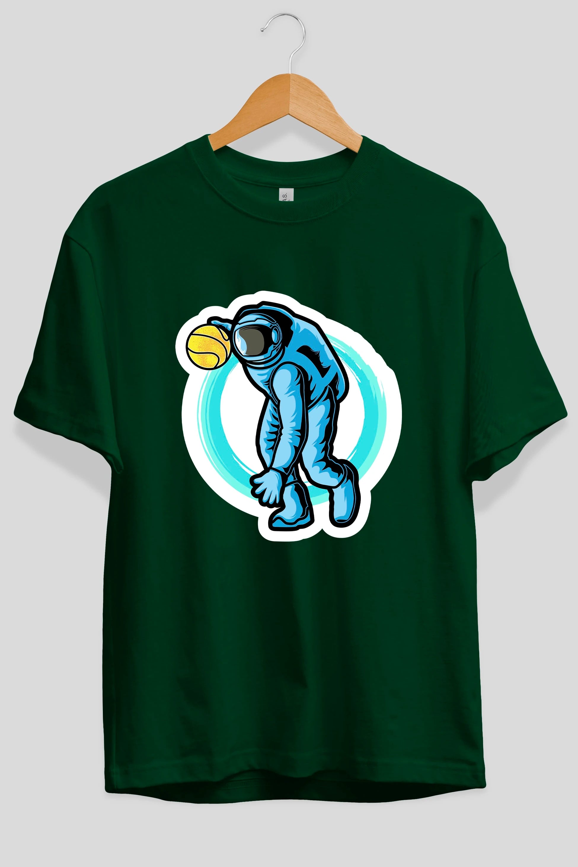 Astronaut Dribble Sticker Ön Baskılı Oversize t-shirt Erkek Kadın Unisex
