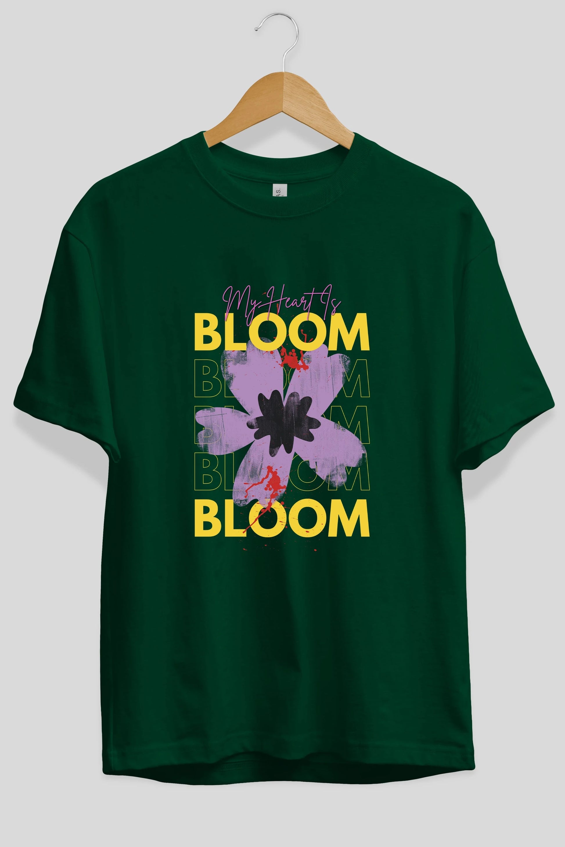 Bloom Yazılı Ön Baskılı Oversize t-shirt Erkek Kadın Unisex