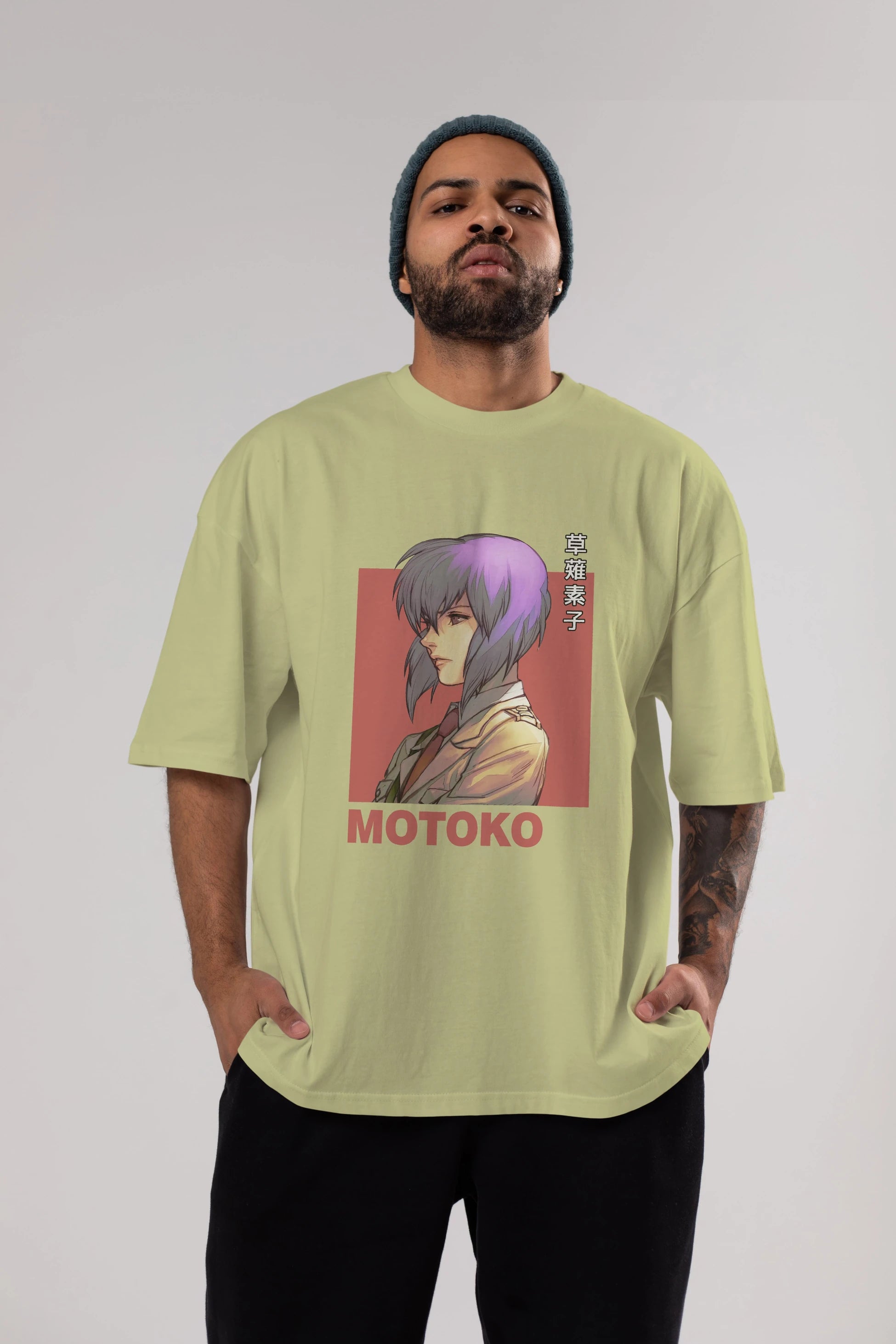 Motoko Kusanagi 12 Anime Ön Baskılı Oversize t-shirt %100 pamuk Erkek Kadın Unisex