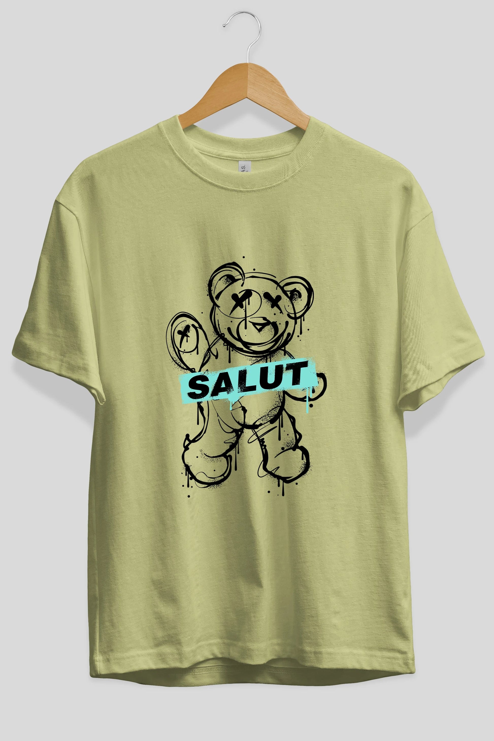 Teddy Bear Salut Ön Baskılı Oversize t-shirt Erkek Kadın Unisex