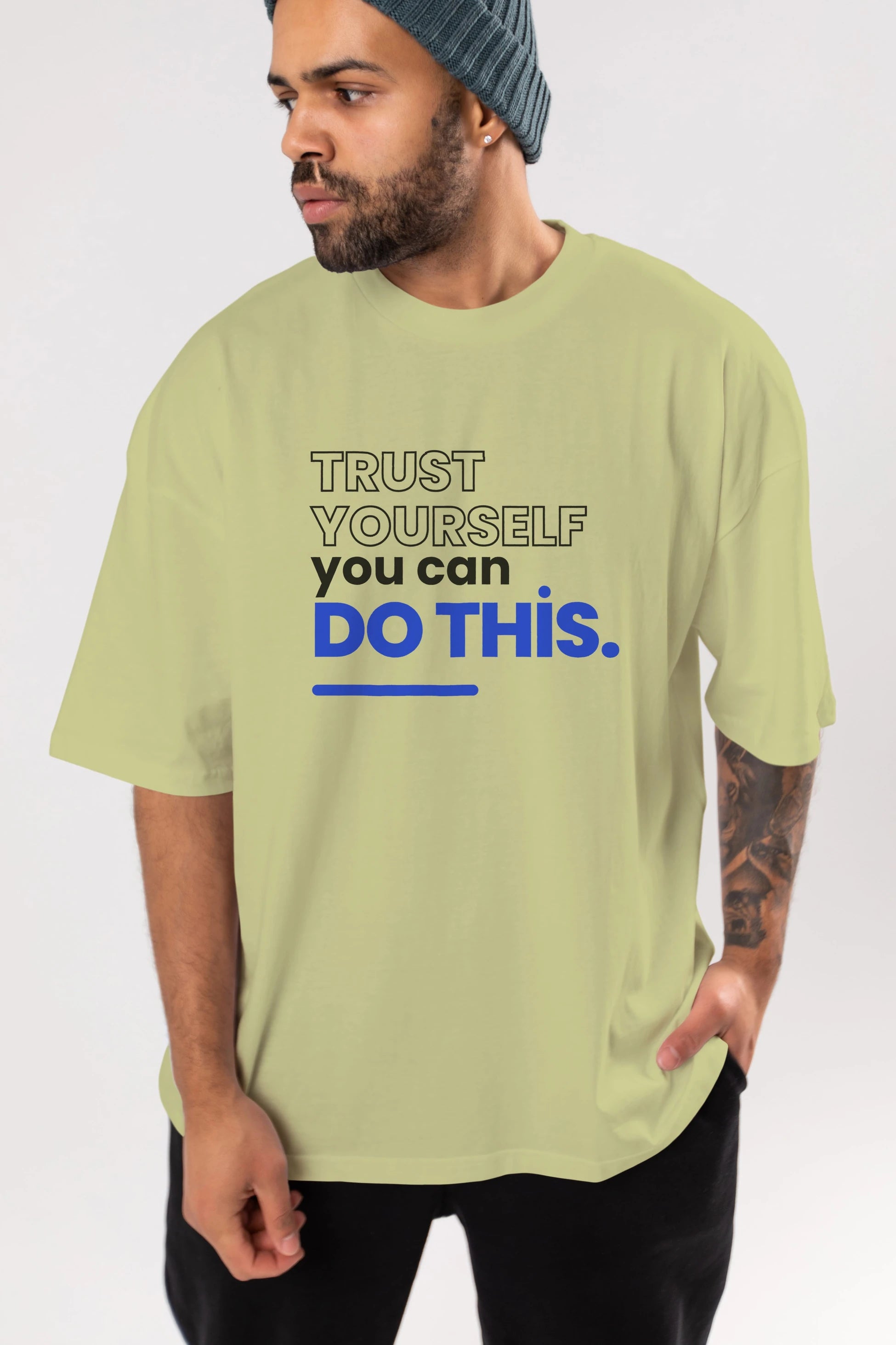 Trust Yourself Yazılı Ön Baskılı Oversize t-shirt Erkek Kadın Unisex