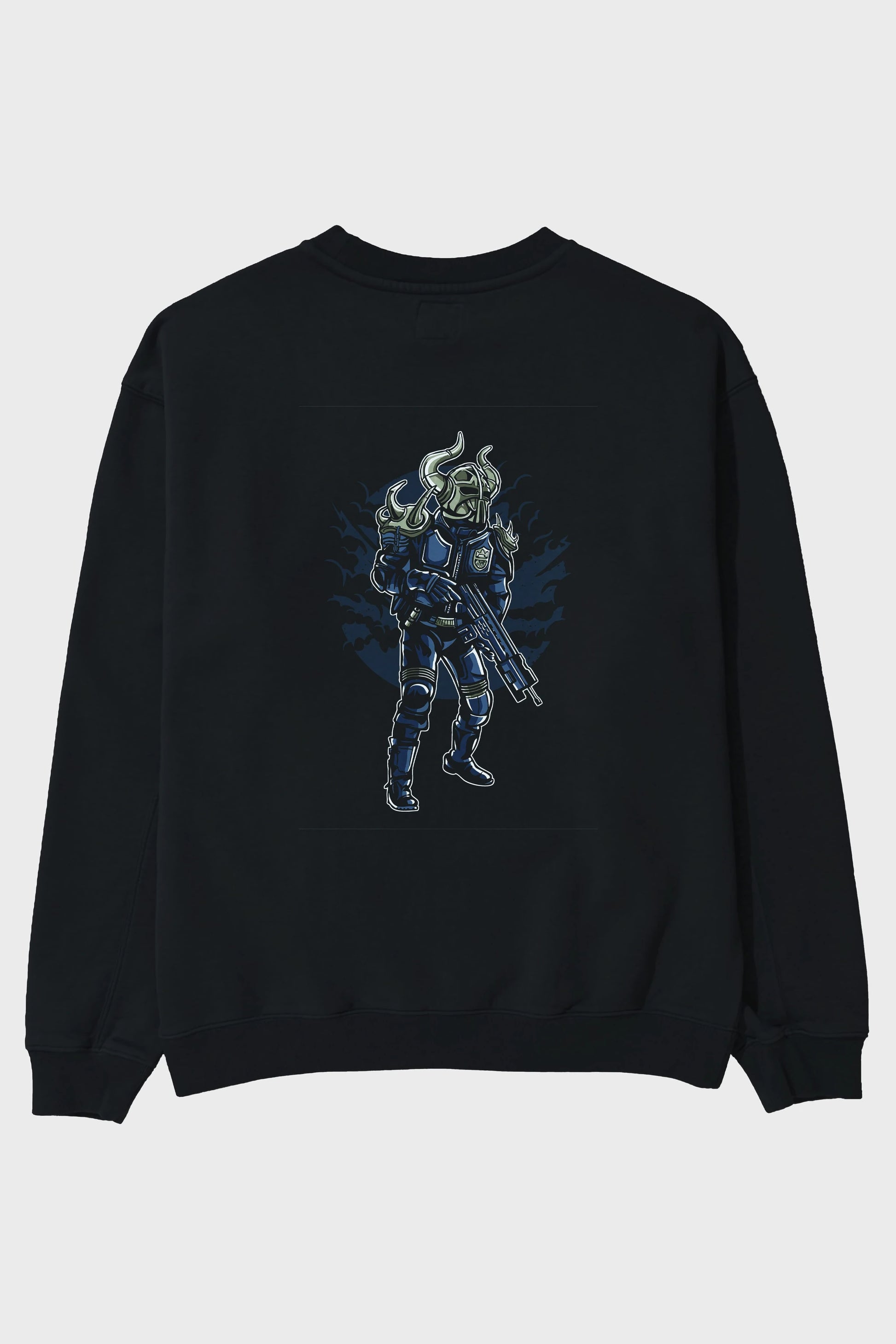 Viking Soldier Arka Baskılı Oversize Sweatshirt Erkek Kadın Unisex