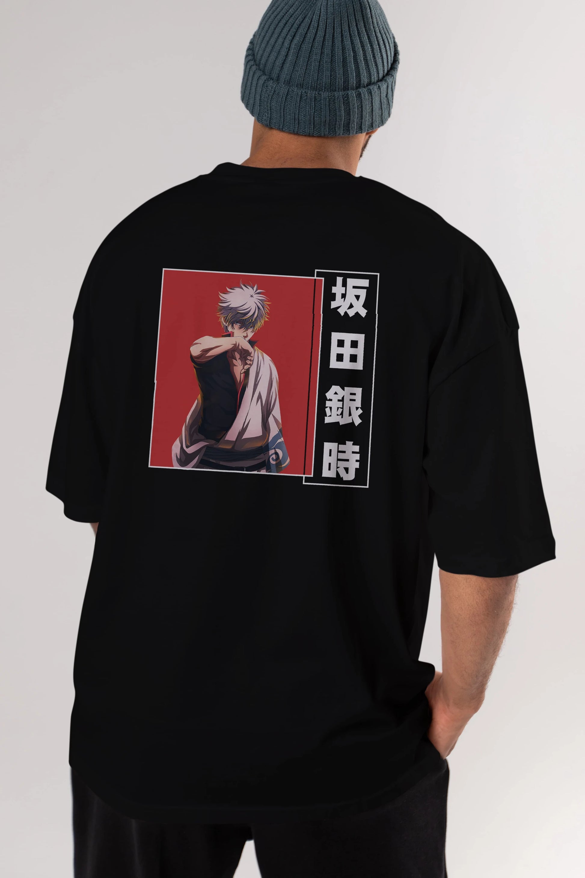 Gintoki Sakata GINTAMA 1 Anime Arka Baskılı Oversize t-shirt Erkek Kadın Unisex