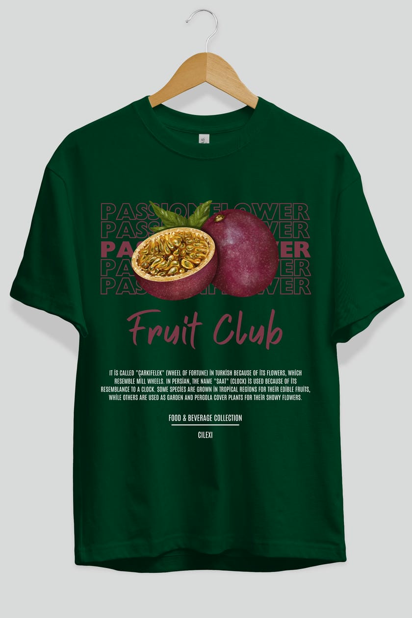 Passionflower Ön Baskılı Oversize t-shirt Erkek Kadın Pamuk Bisiklet Yaka tişort