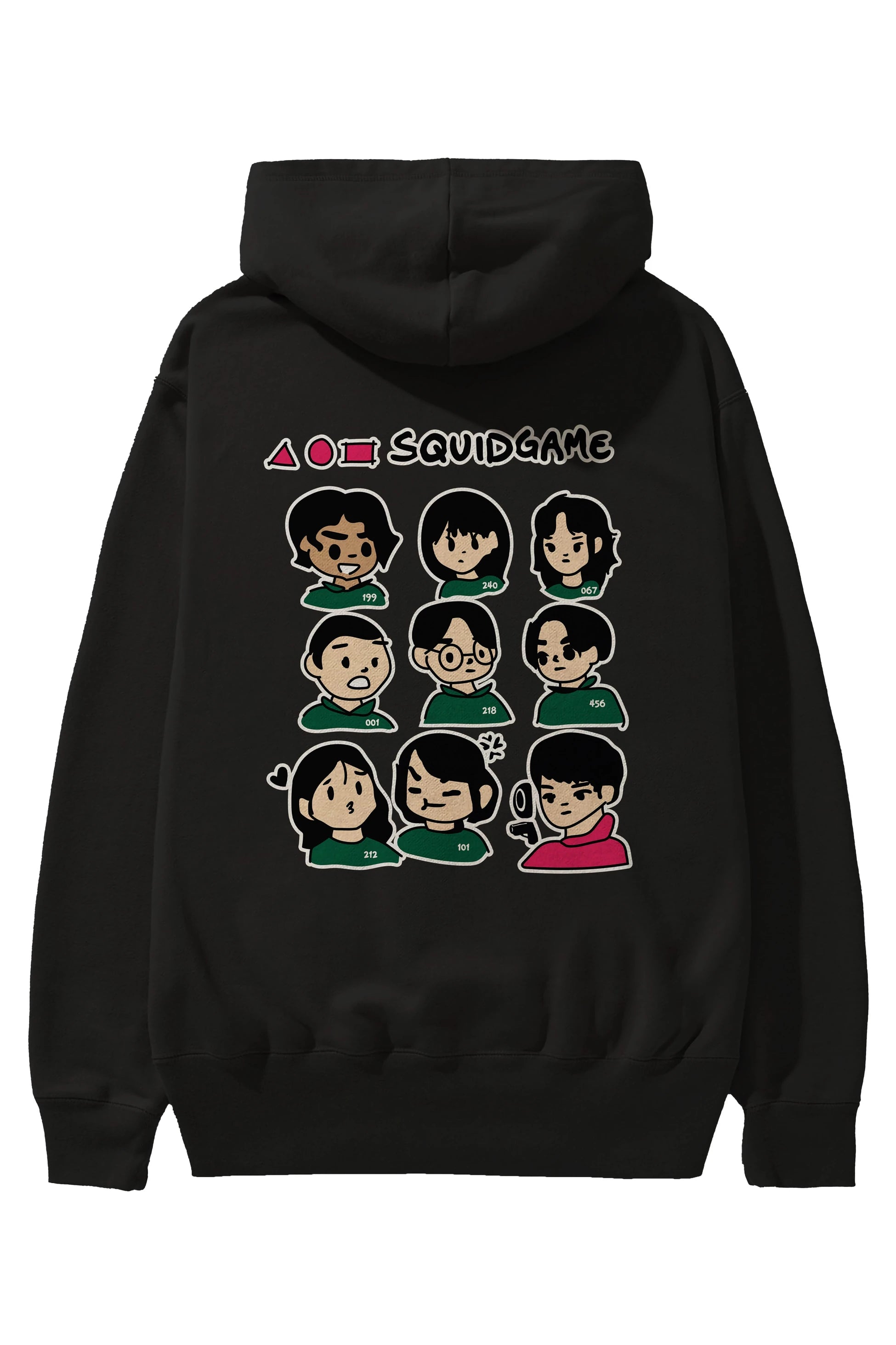 Squid Game (3) Arka Baskılı Hoodie Oversize Kapüşonlu Sweatshirt Erkek Kadın Unisex