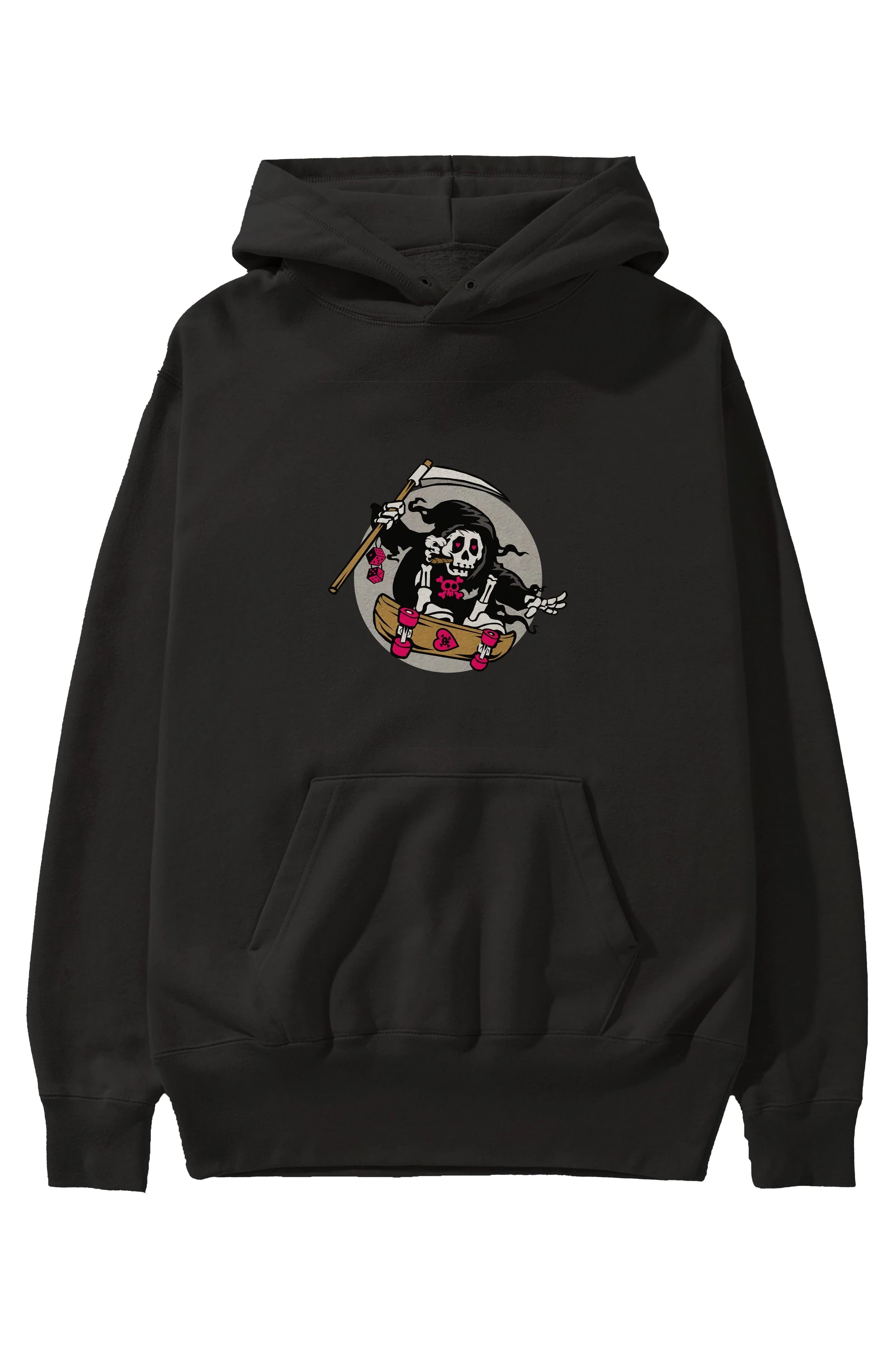 Grim Skater Ön Baskılı Hoodie Oversize Kapüşonlu Sweatshirt Erkek Kadın Unisex
