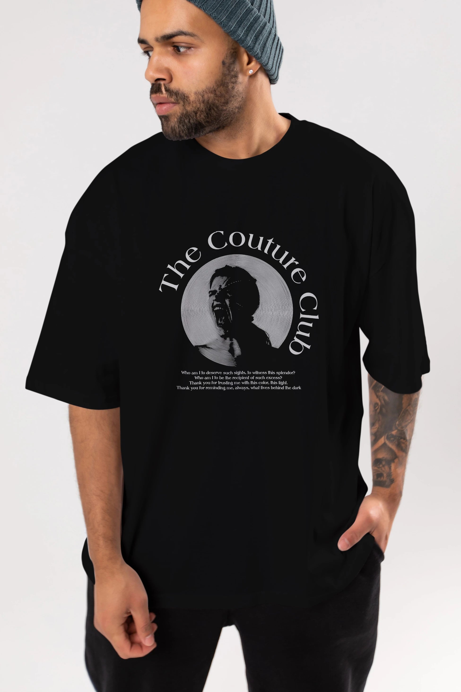 The Couture Club Ön Baskılı Oversize t-shirt Erkek Kadın Unisex