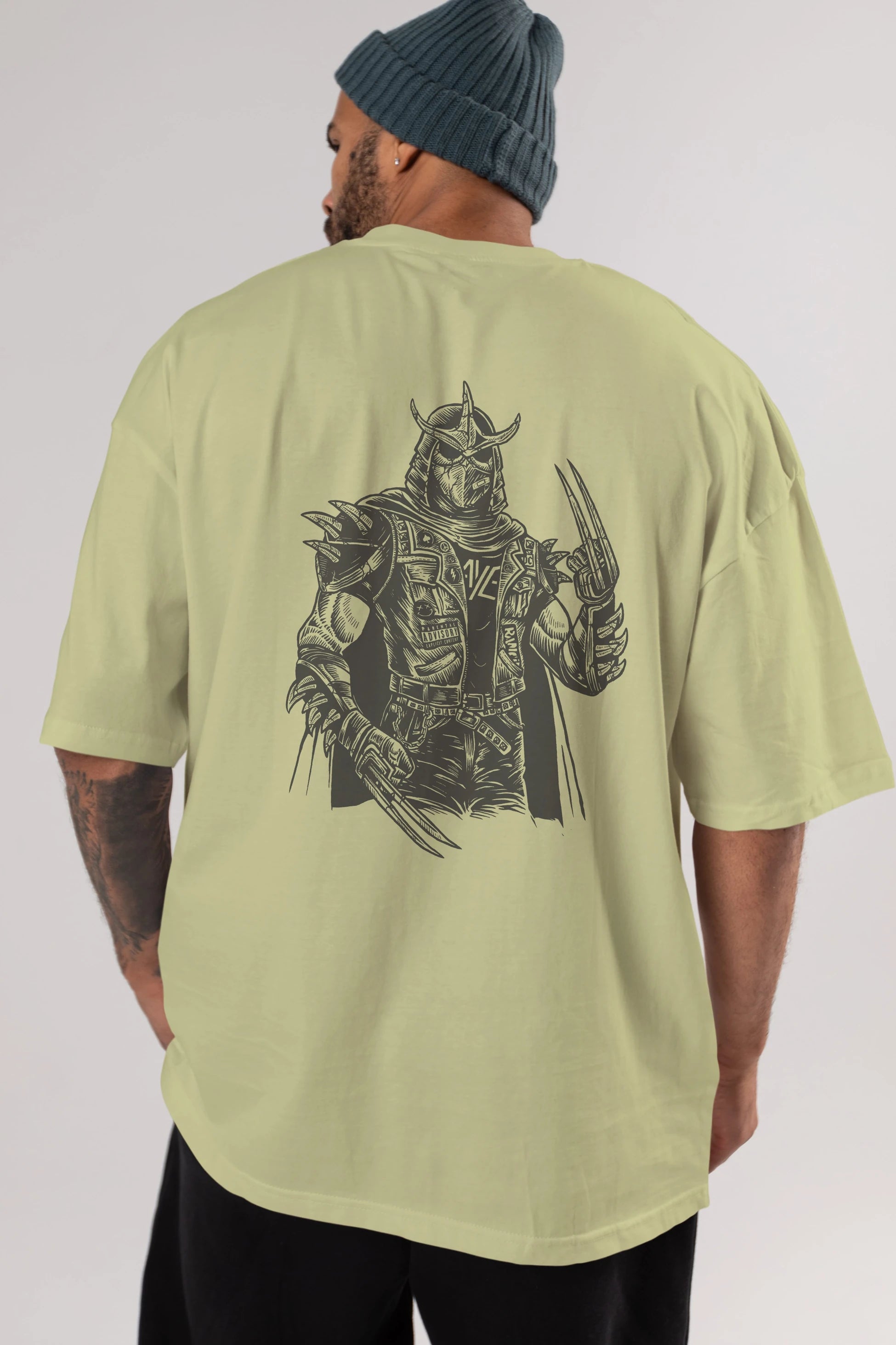 Shredder Punk Arka Baskılı Oversize t-shirt Erkek Kadın Unisex %100 Pamuk