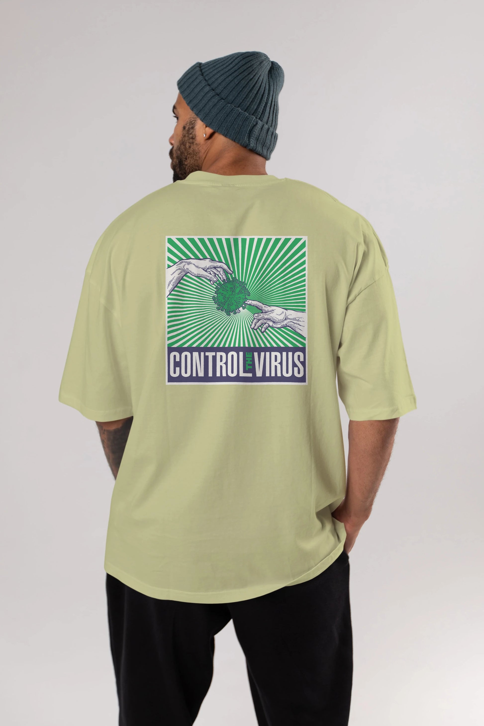 Control The Virus Arka Baskılı Oversize t-shirt Erkek Kadın Unisex