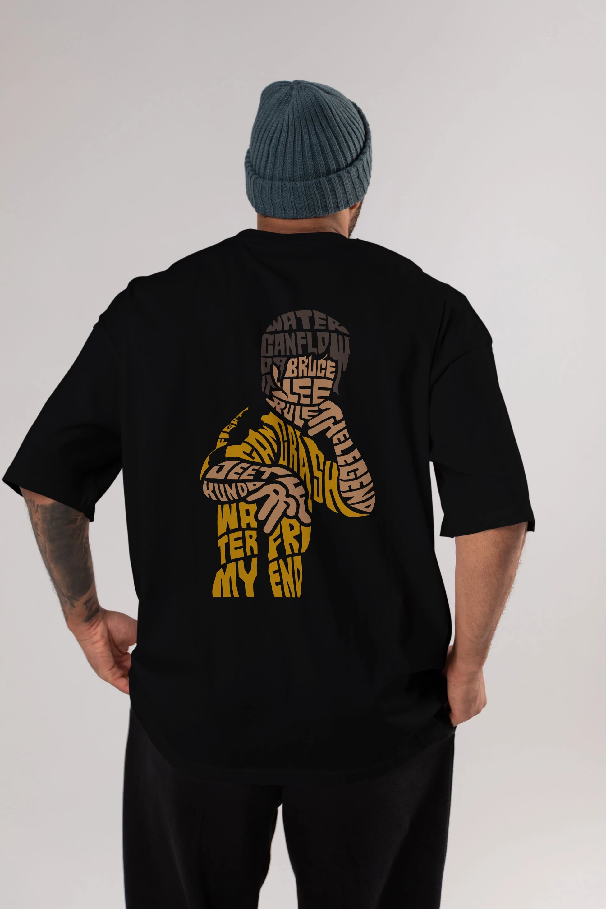 Bruce Lee Arka Baskılı Oversize t-shirt %100 pamuk Erkek Kadın Unisex