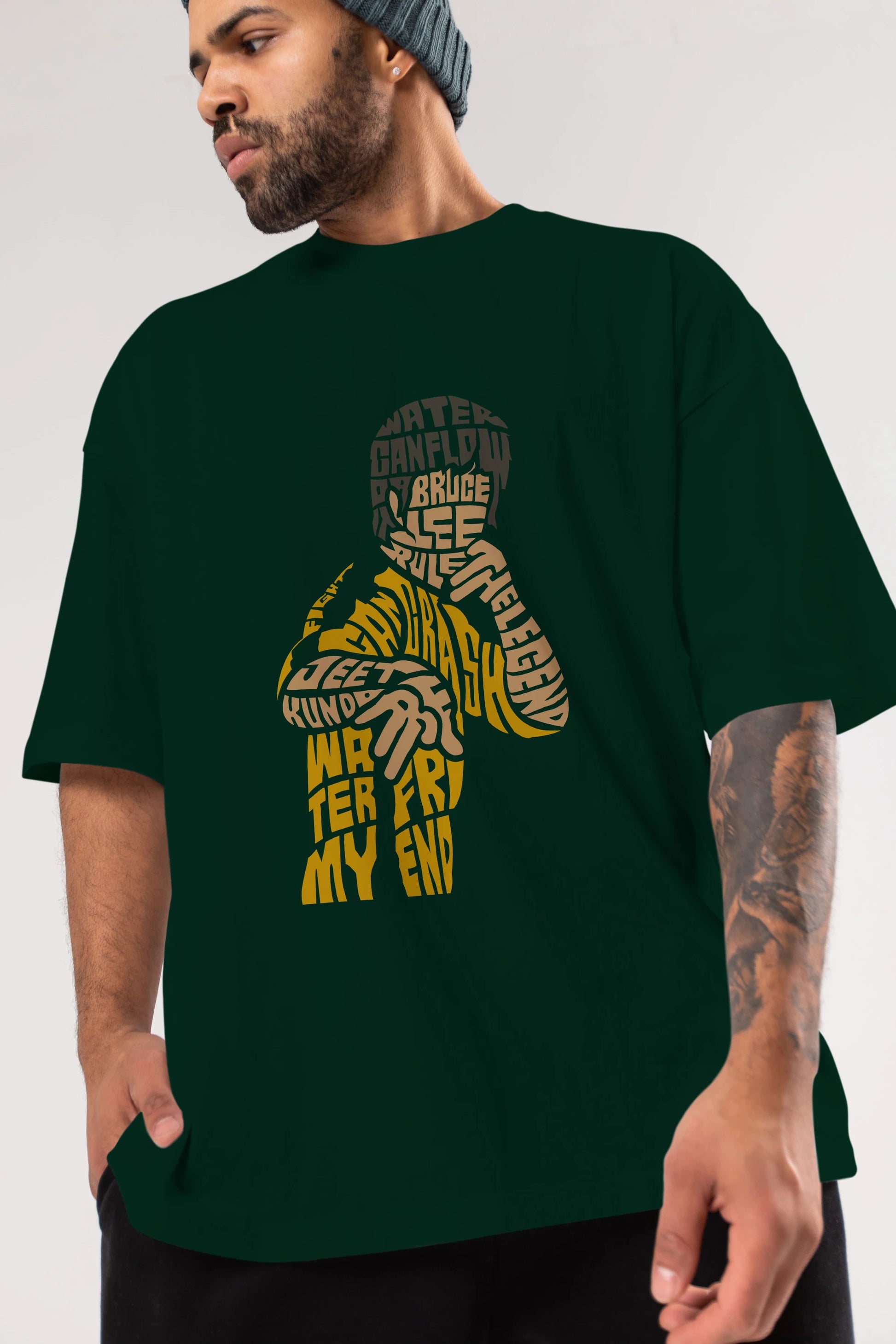 Bruce Lee Ön Baskılı Oversize t-shirt %100 pamuk Erkek Kadın Unisex