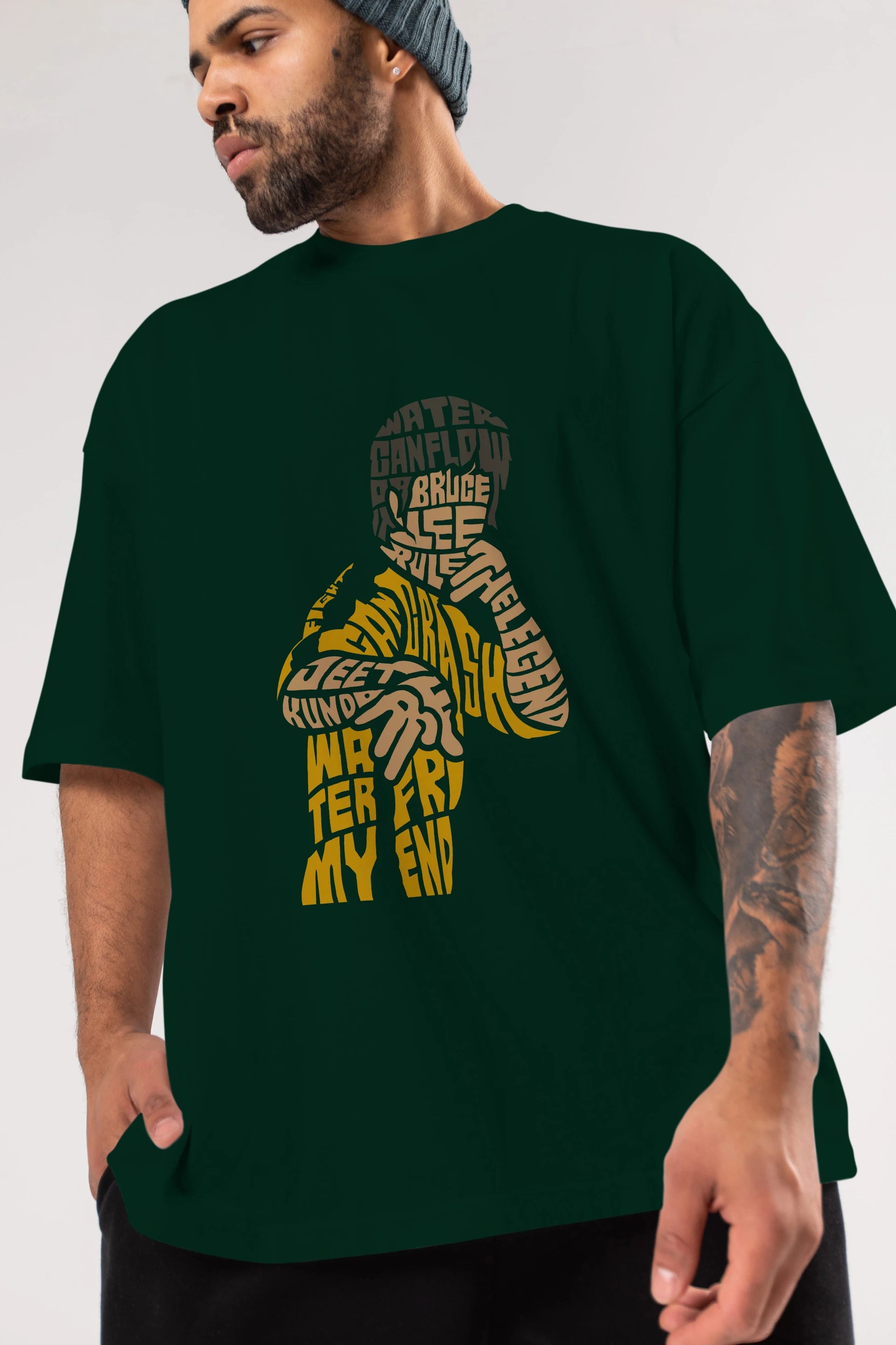 Bruce Lee Ön Baskılı Oversize t-shirt %100 pamuk Erkek Kadın Unisex
